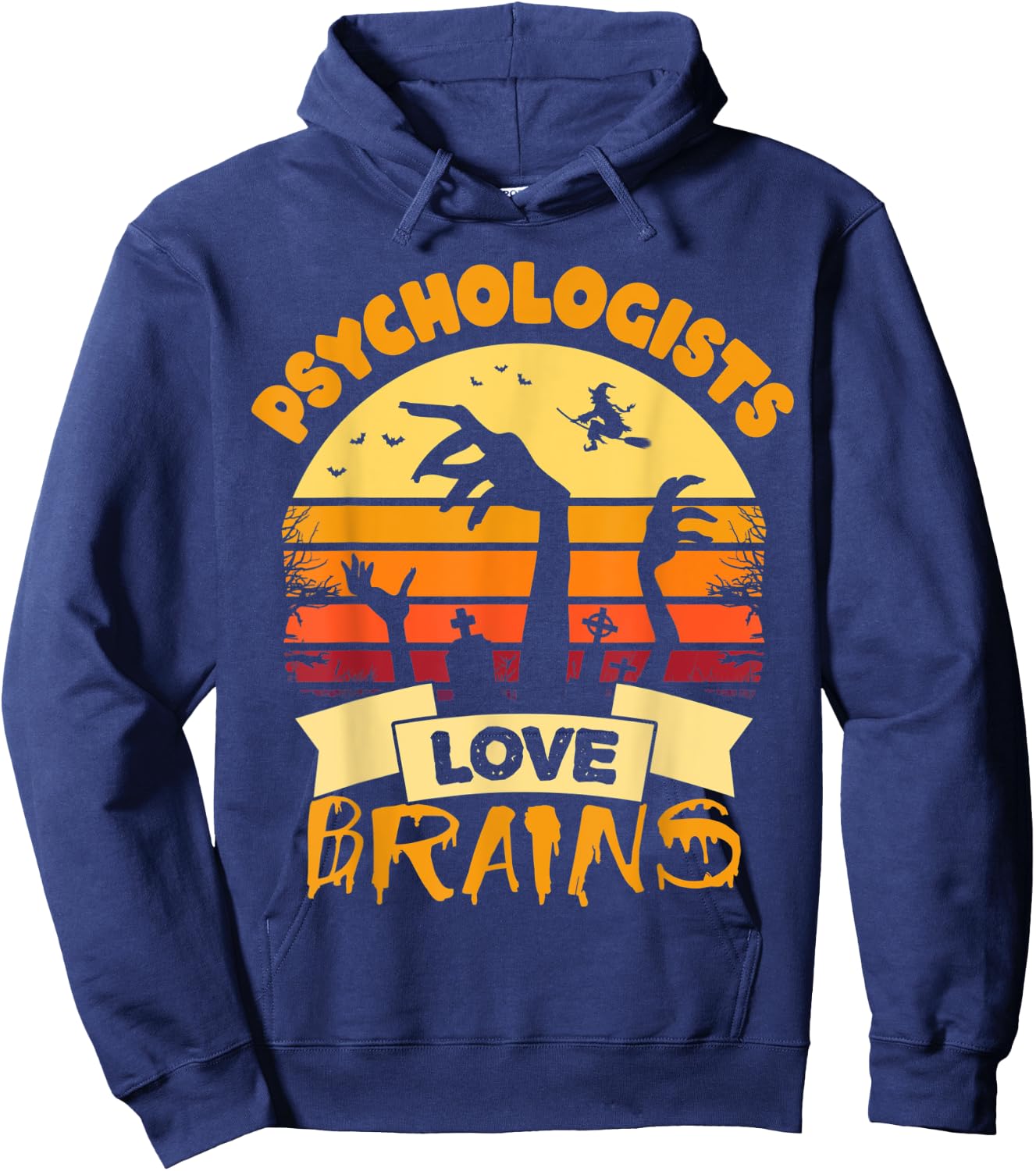 Psychologists Love Brains Gift Halloween Psychologist Hoodie - Hoodie | Navy