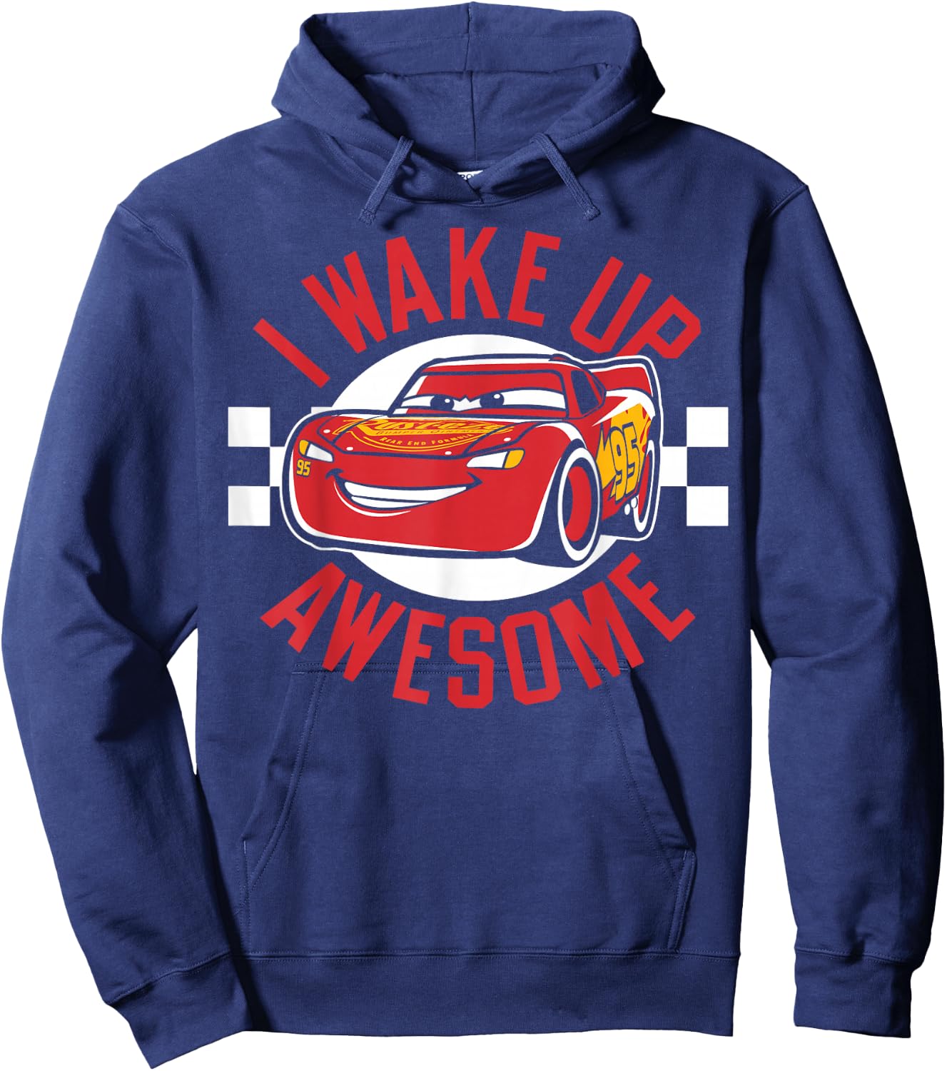 Disney Pixar Cars 3 Lightning McQueen I Wake Up Awesome Hoodie - Hoodie | Navy
