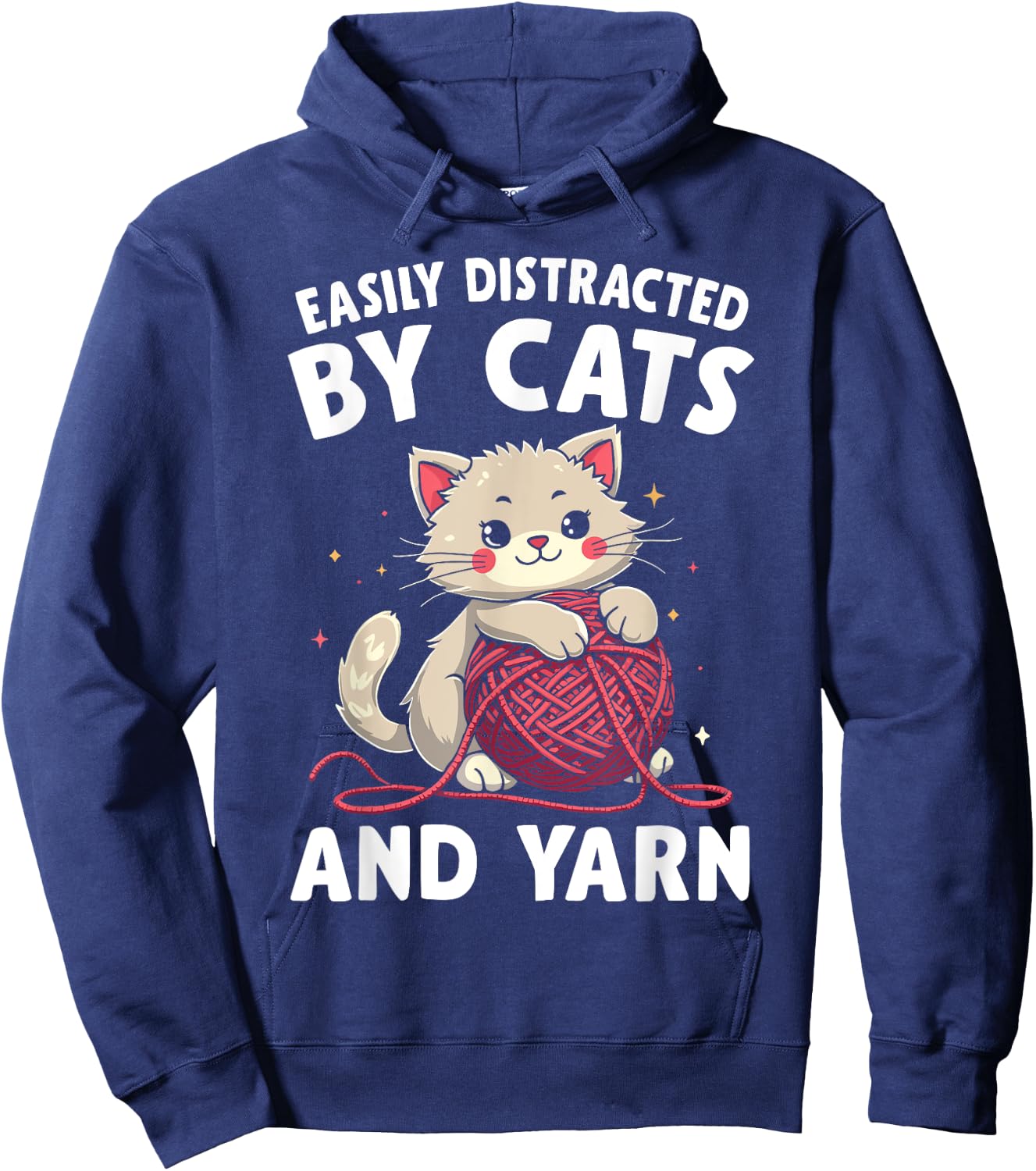 Easily Distracted By Cats And Yarn Hoodie - Hoodie | Navy