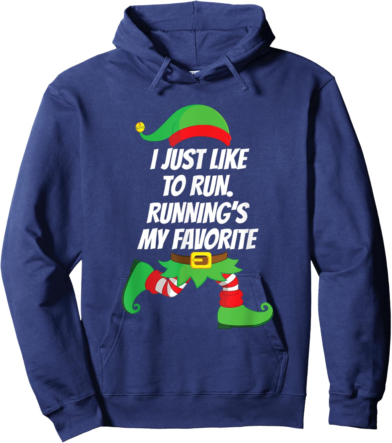 I Just Like to Run Running Runner Jog Christmas Elf Gift Hoodie - Hoodie | Navy