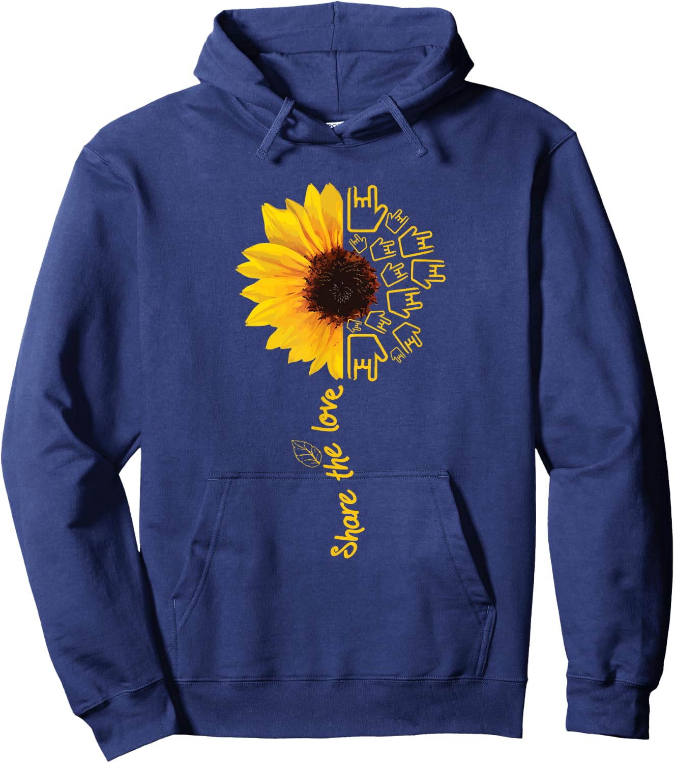 Sign Language - ASL - American Sunflower - Share the Love Hoodie - Hoodie | Navy