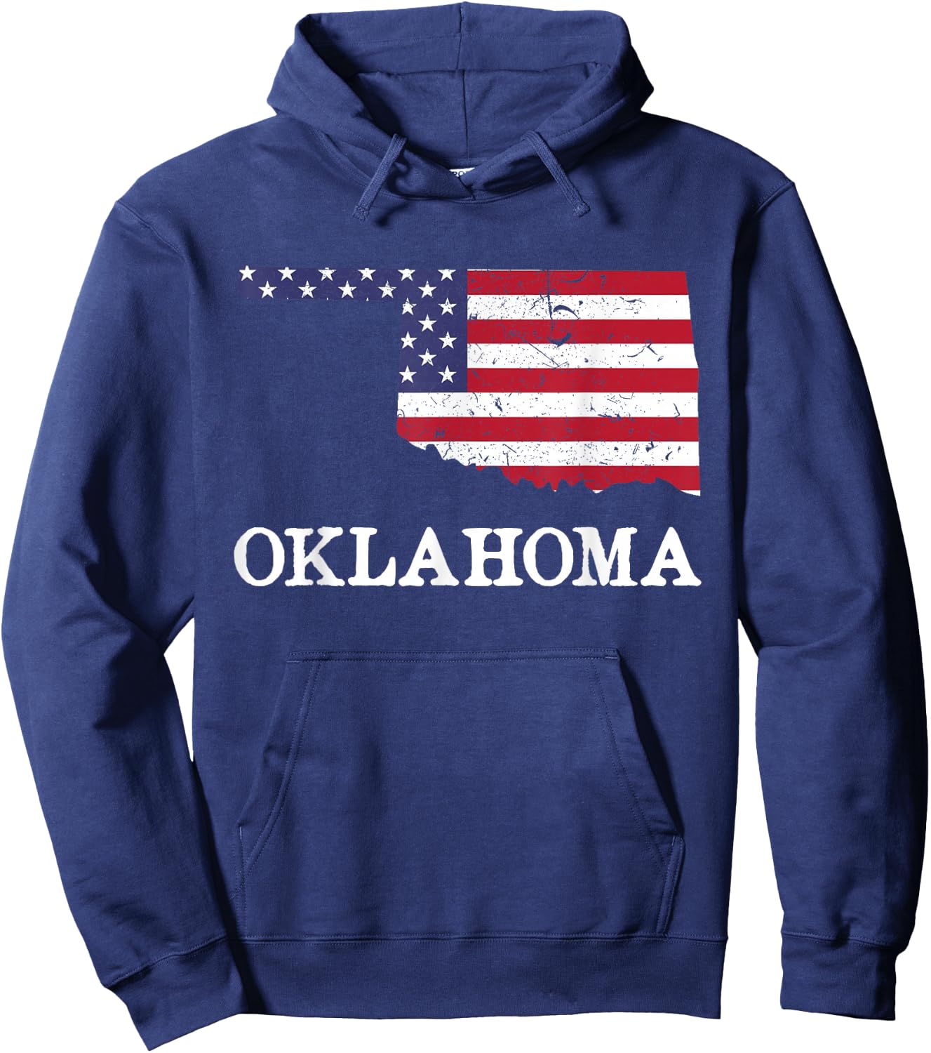 Oklahoma Map State American Flag Shirt 4th Of July Pride Women Kids Men Hoodie - Hoodie | Navy