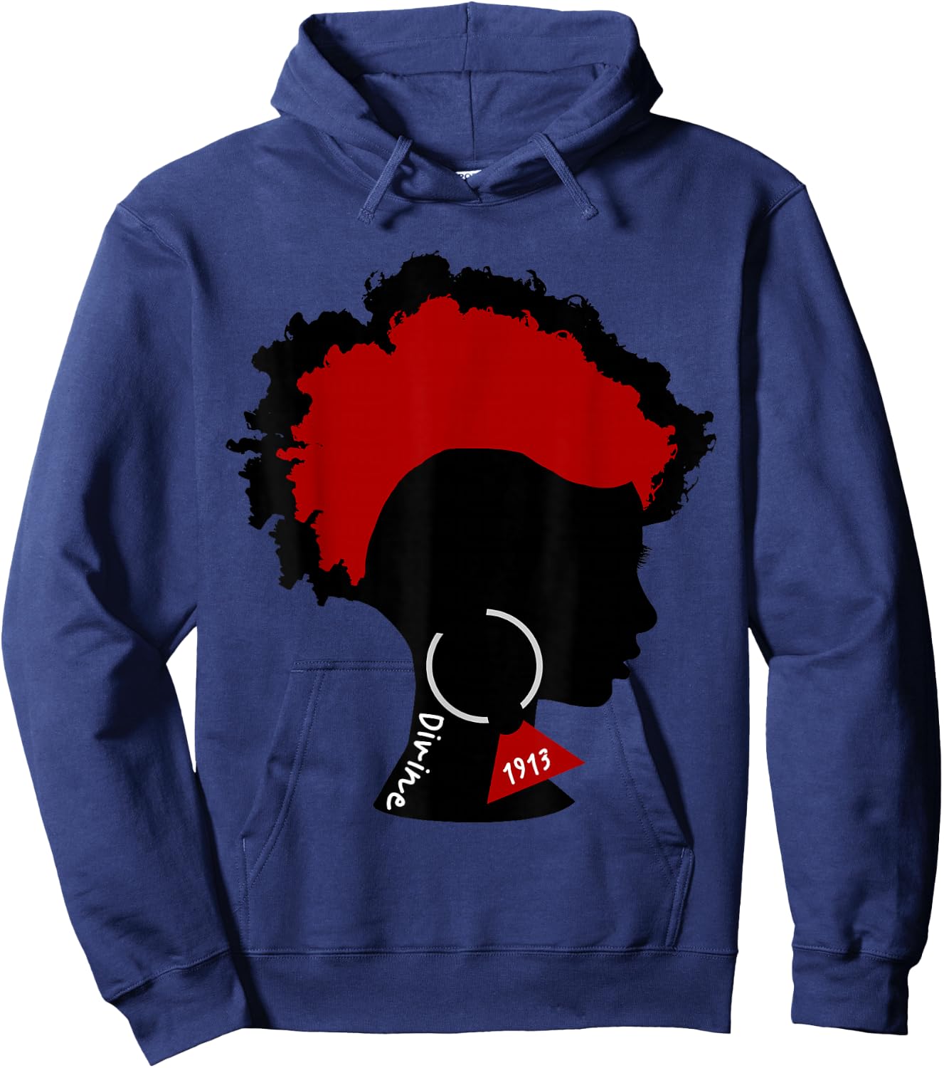 DST Divine Afro Frohawk Diva Tattoo 1913 Delta Earring Small Hoodie - Hoodie | Navy