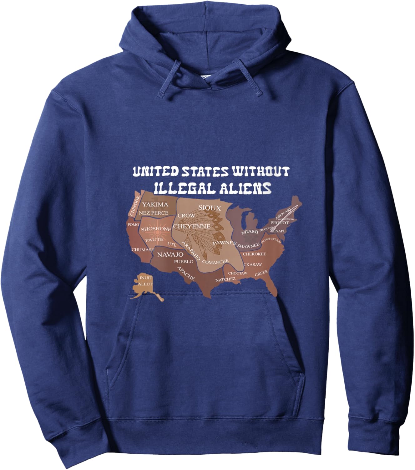 United States Without Illegal Aliens USA Map Funny Quotes V-Neck Hoodie - Hoodie | Navy