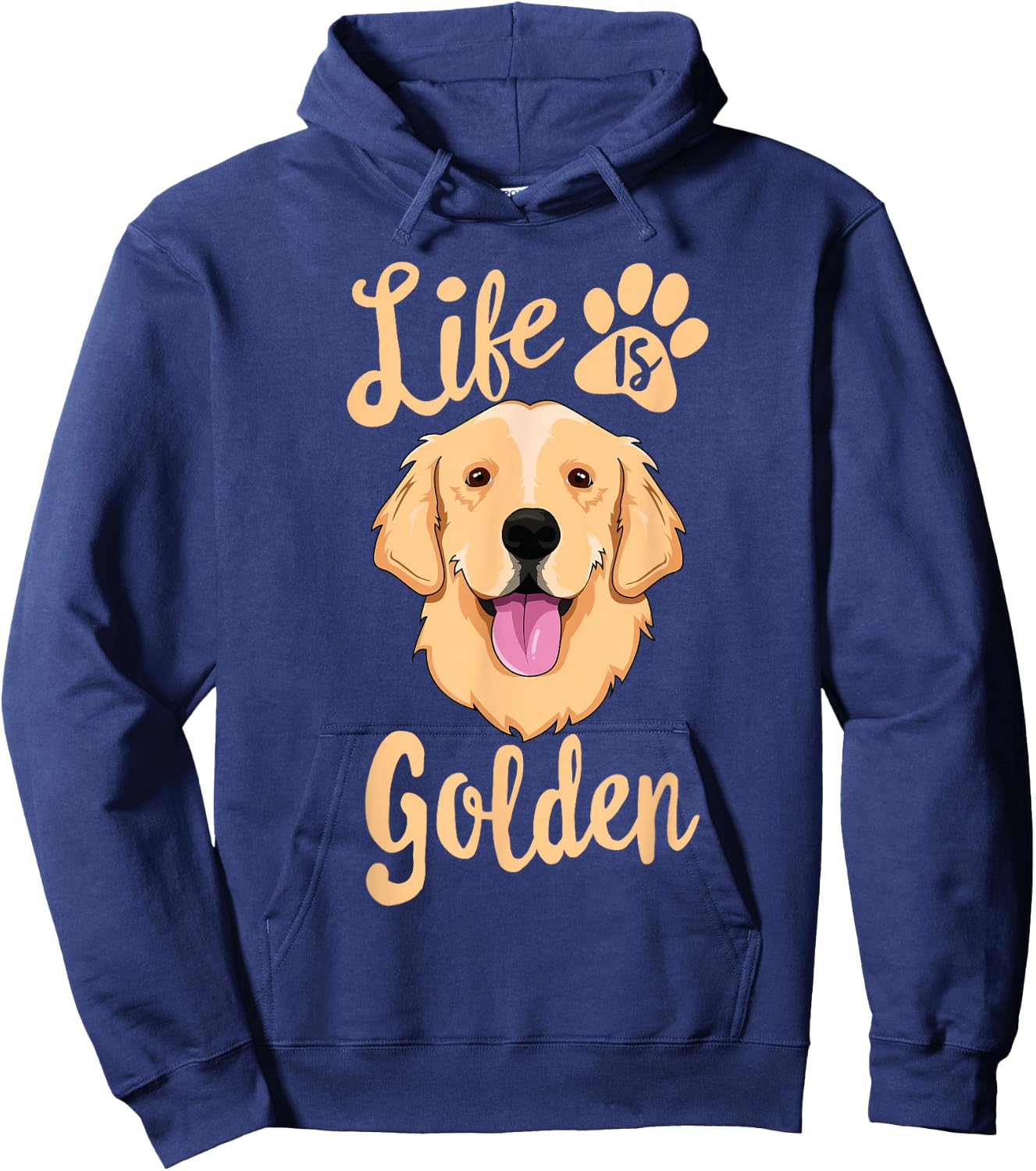 Life Is Golden Retriever Women Kids Dog Owner Gift Hoodie - Hoodie | Navy