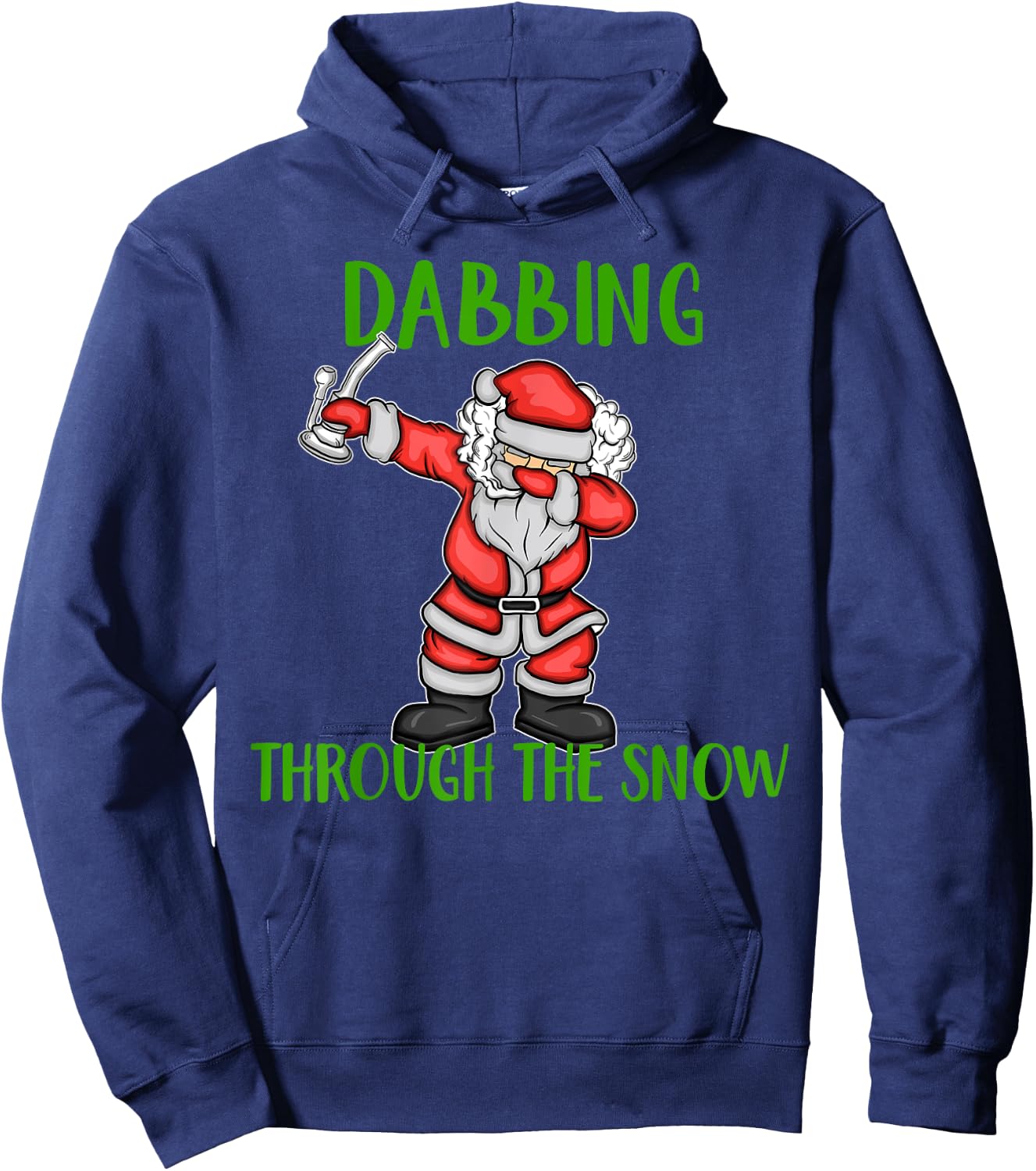 Dabbing Through The Snow Santa Marijuana Dab Rig Hoodie - Hoodie | Navy