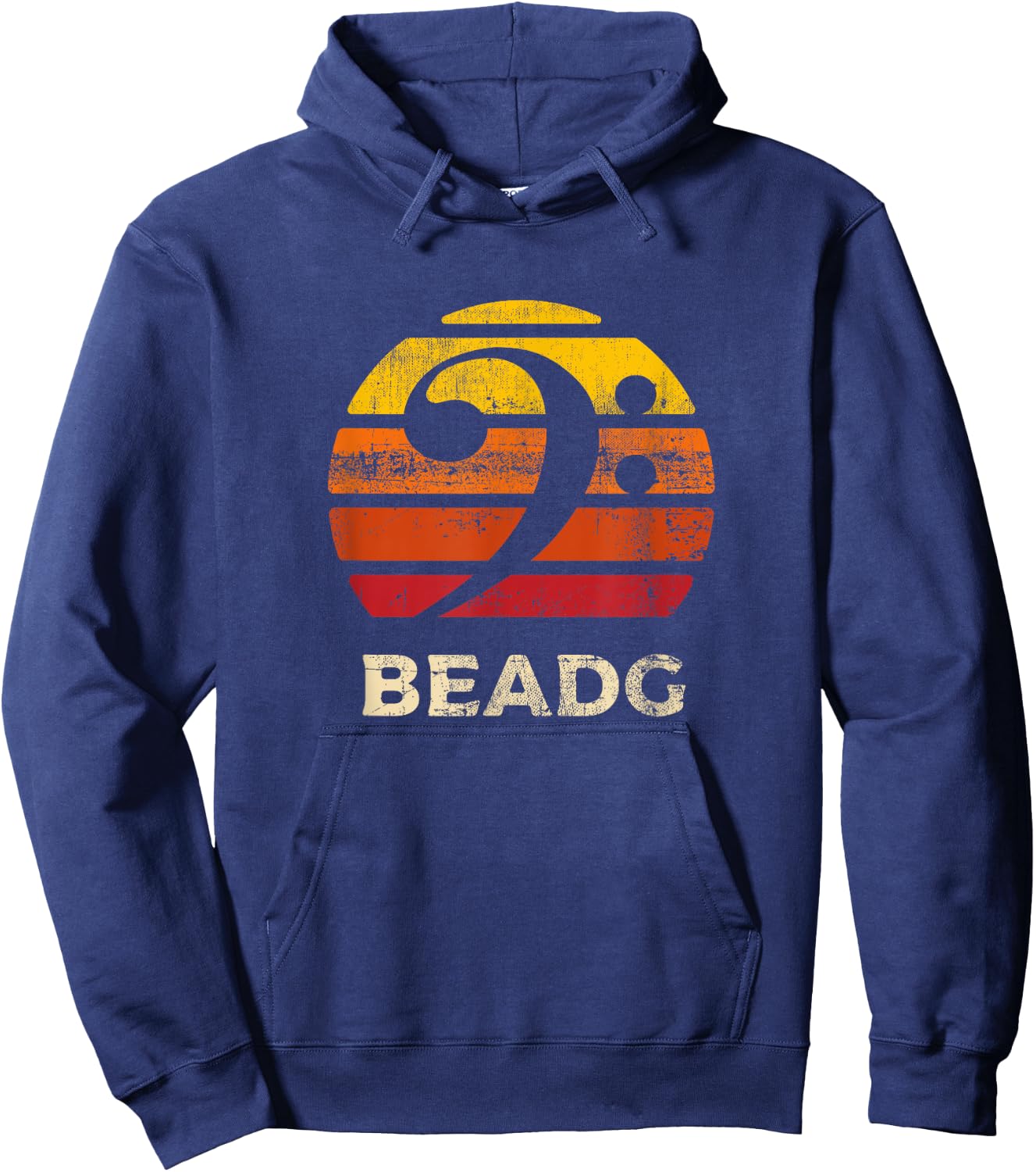 BEADG Vintage Bass Clef Sunset Bassist 5 String Player Gifts Hoodie - Hoodie | Navy