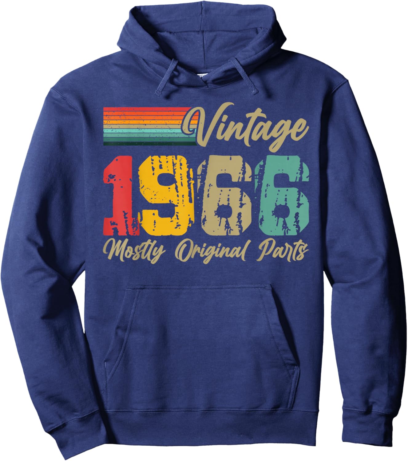Vintage 1966 Mostly Original Parts Funny Birthday Year Hoodie - Hoodie | Navy