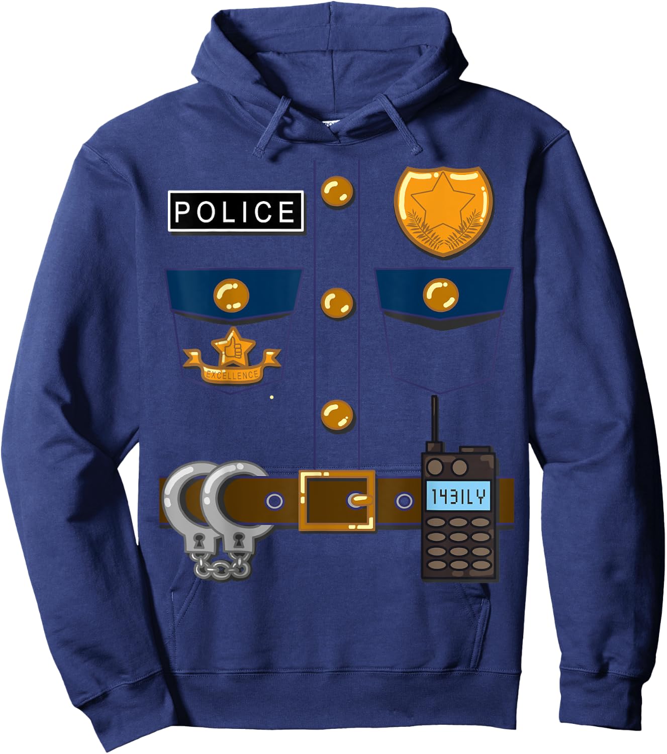 Policeman Costume Funny Halloween Police Officer T Shirt Hoodie - Hoodie | Navy