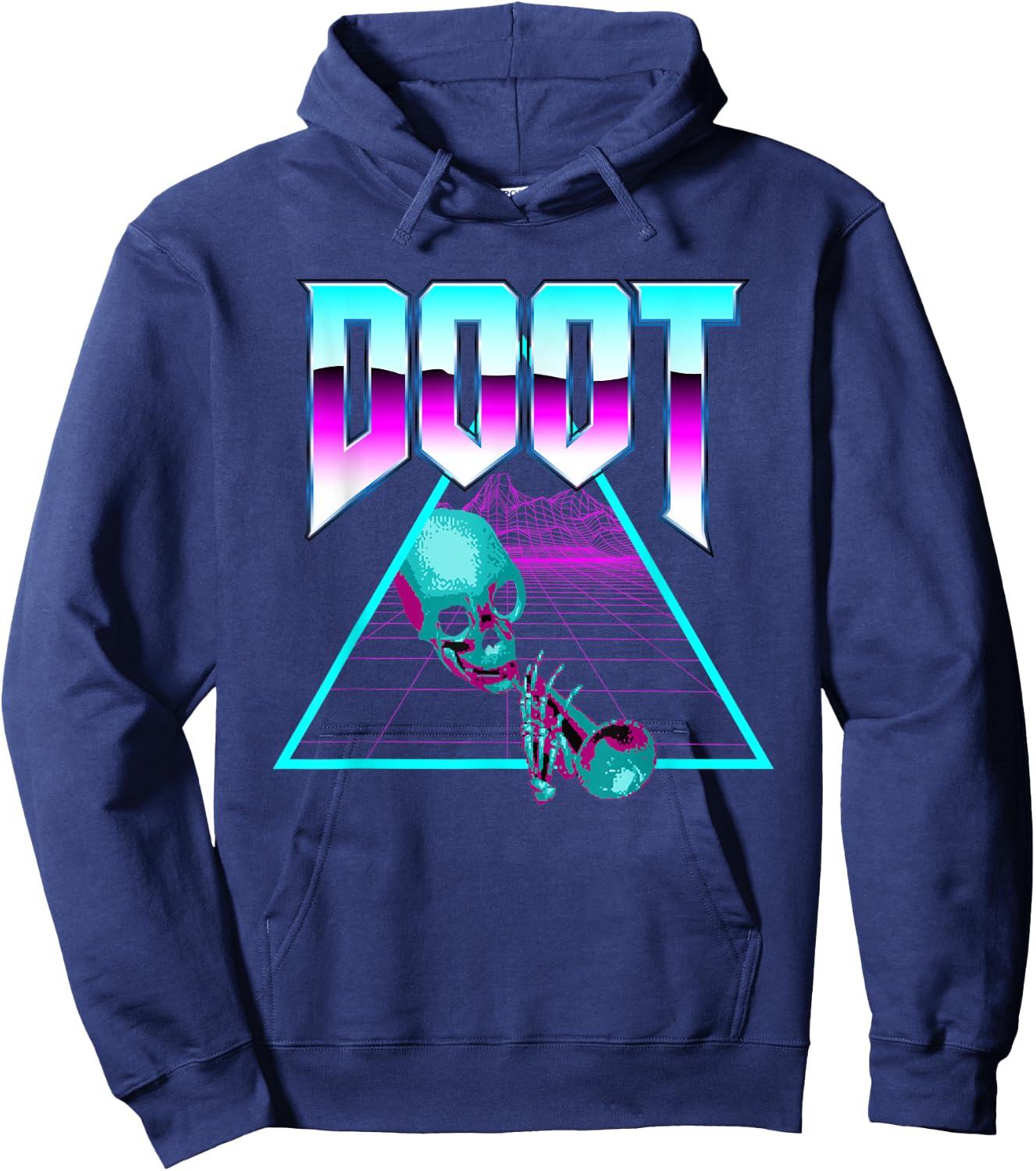 Doot Doot Mr Skeltal Synthwave Streetwear Hoodie - Hoodie | Navy