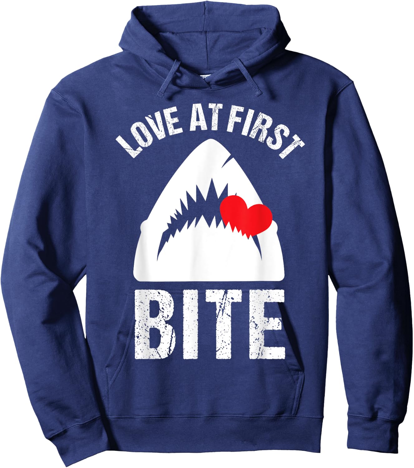 Valentines Shirt for Boys Funny Shark Quote Love Bite Hoodie - Hoodie | Navy
