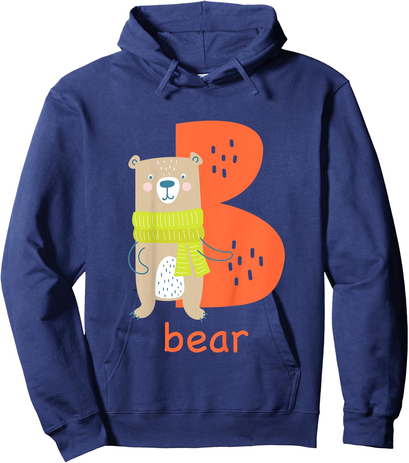 Kids Bear Letter B Alphabet Cute Animal Boys Or Girls Hoodie - Hoodie | Navy