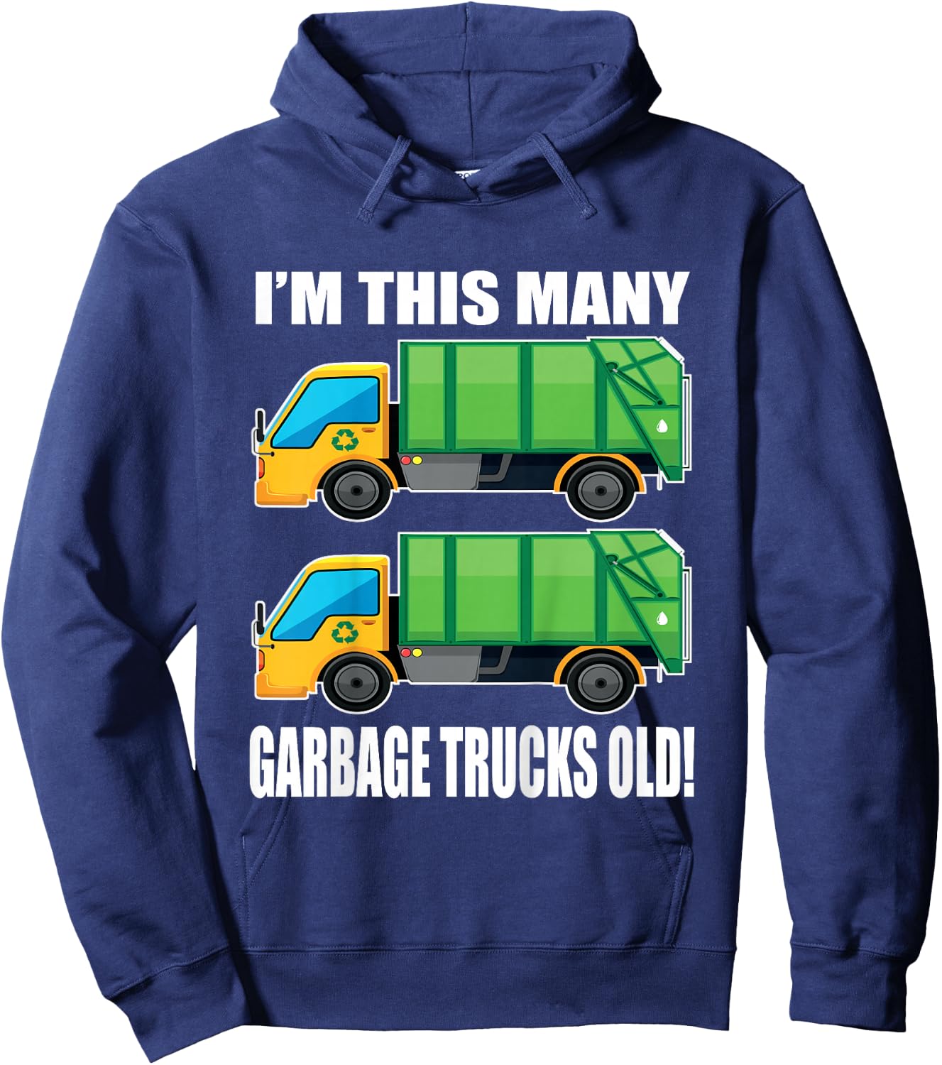 2 Year Old Garbage Truck 2nd Birthday Shirt for Toddler Boy Hoodie - Hoodie | Navy