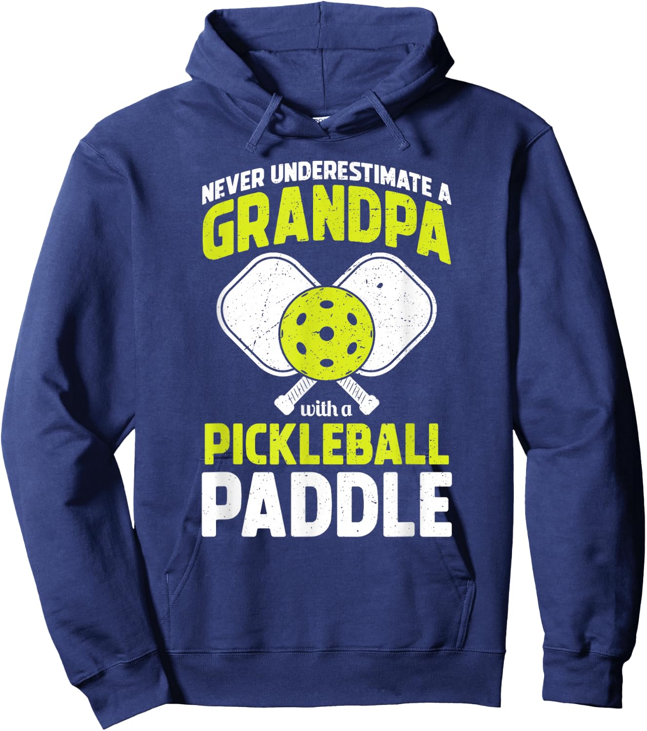 Never Underestimate Pickleball Grandpa Funny Hoodie - Hoodie | Navy