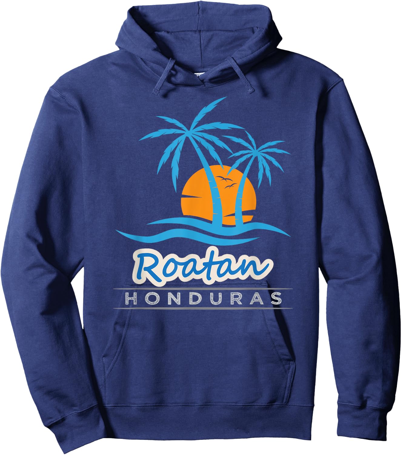 Roatan Beach Shirt - Palm Trees Sunset Honduras Roatan Beach Hoodie - Hoodie | Navy