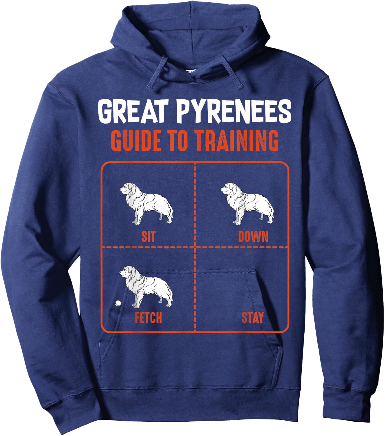 Great Pyrenees Guide To Training Funny Dog Pet Lover Men Women Girls Kids Hoodie - Hoodie | Navy