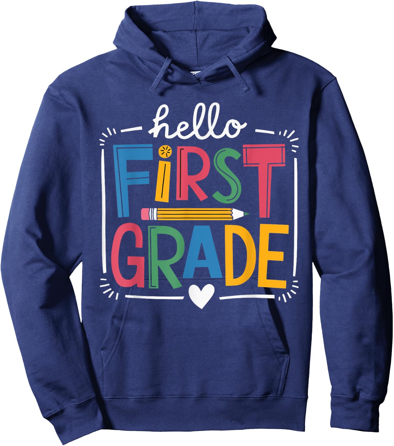 Hello First Grade Teacher Hoodie - Hoodie | Navy