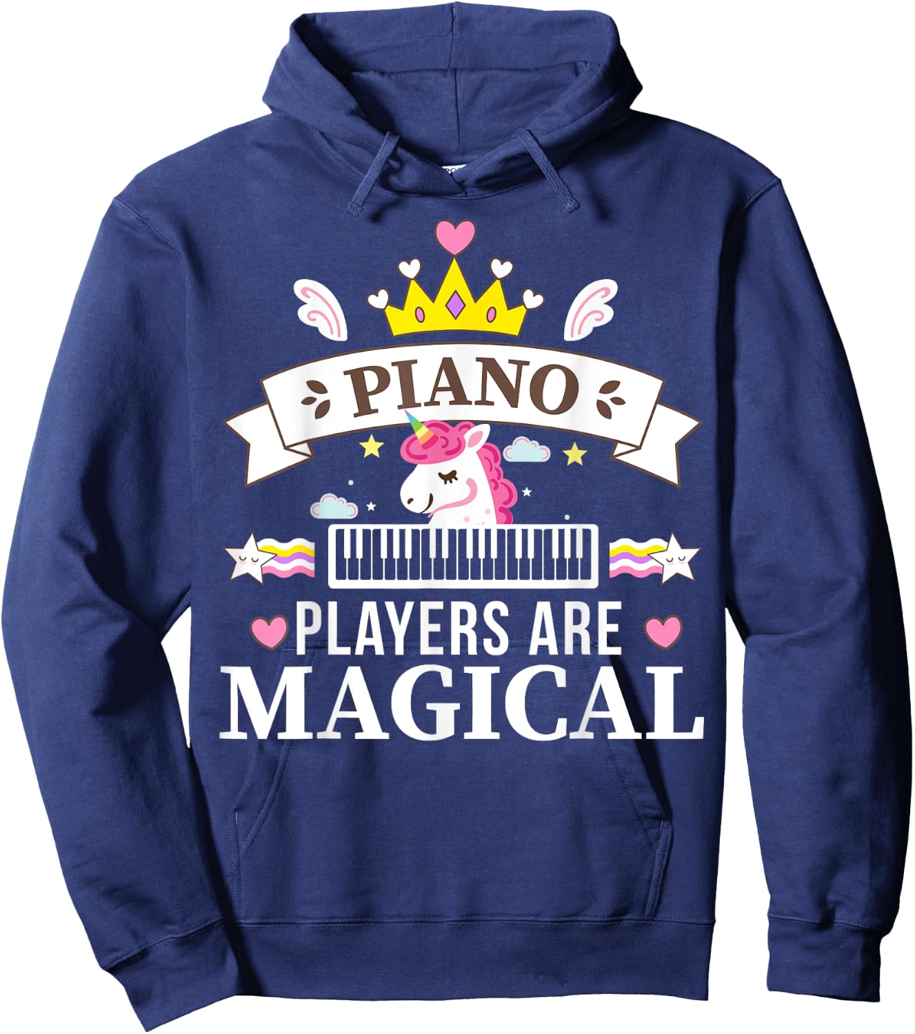 Piano Player Girl, Unicorn Student Learning Pianist Music Hoodie - Hoodie | Navy