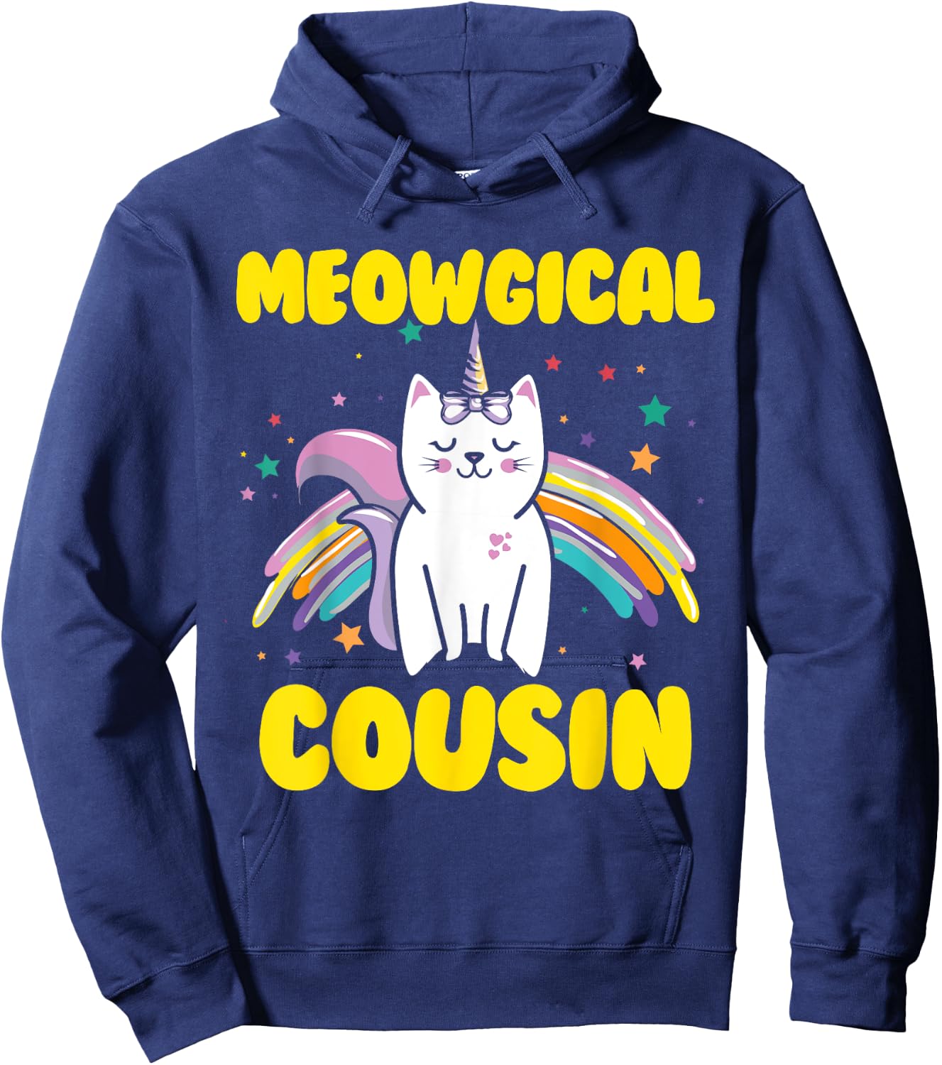 Meowgical Cousin Magical Kitty Cat Unicorn Hoodie - Hoodie | Navy