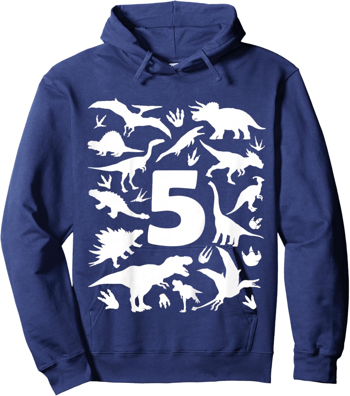 DINO 5 YEARS BOYS DINOSAUR 5th BIRTHDAY Hoodie - Hoodie | Navy