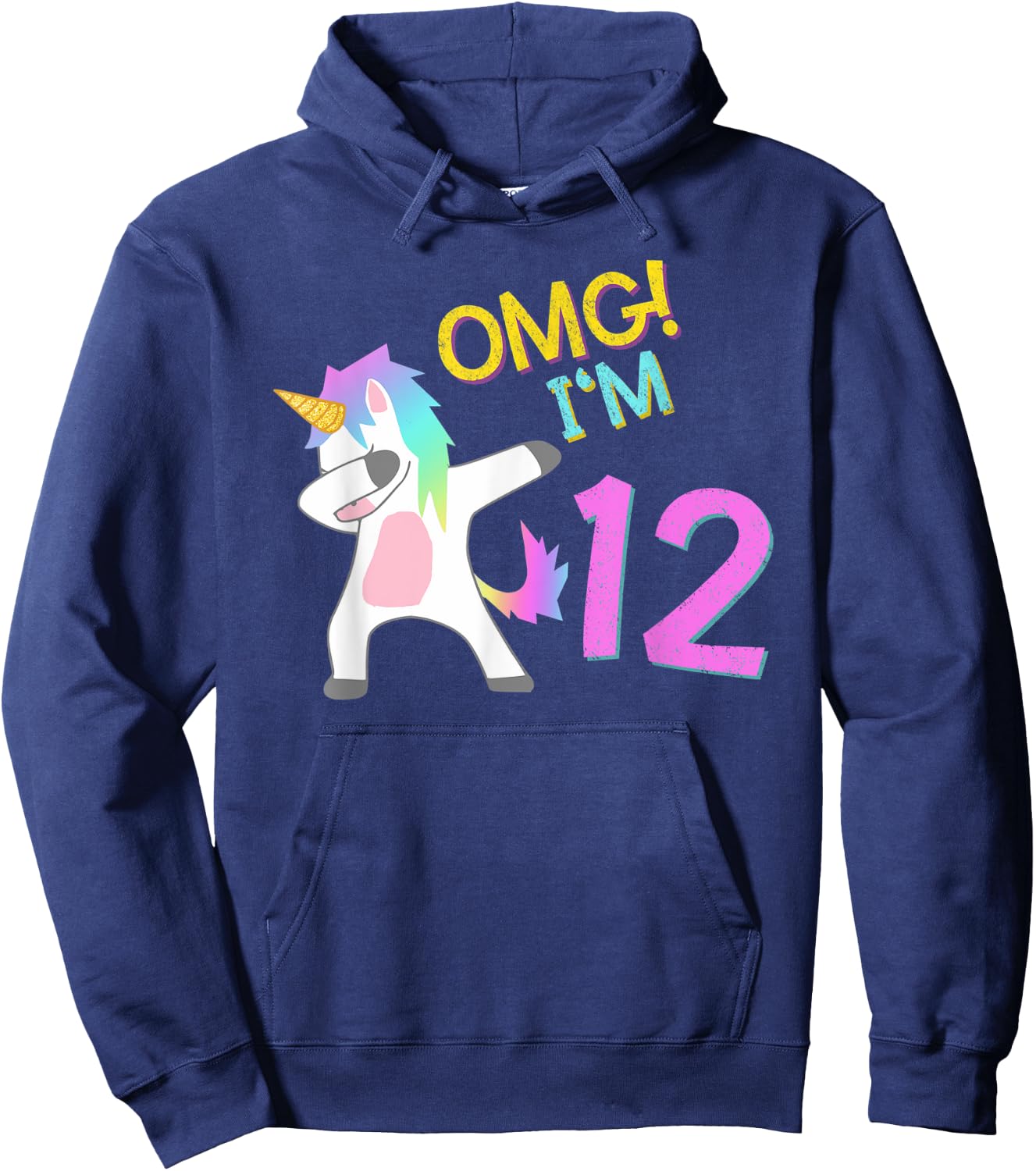 12th Birthday Dabbing Unicorn OMG 12 Years old girl Hoodie - Hoodie | Navy