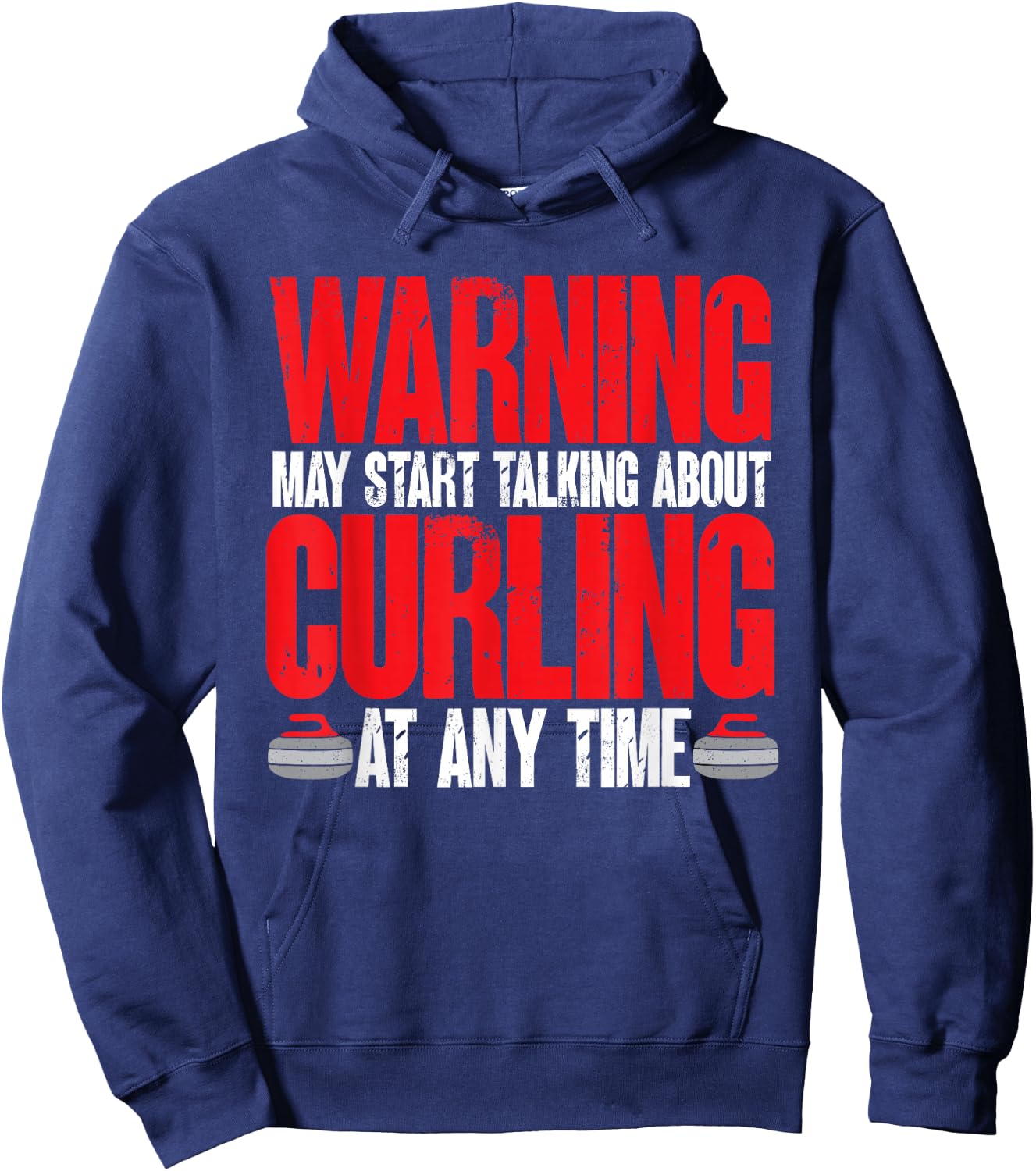 Curling Stone Winter Sports Warning Curling Curler Hoodie - Hoodie | Navy