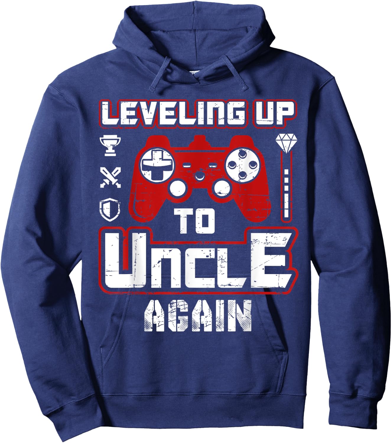 Leveling Up To Uncle Again Pregnancy Announcement Hoodie - Hoodie | Navy