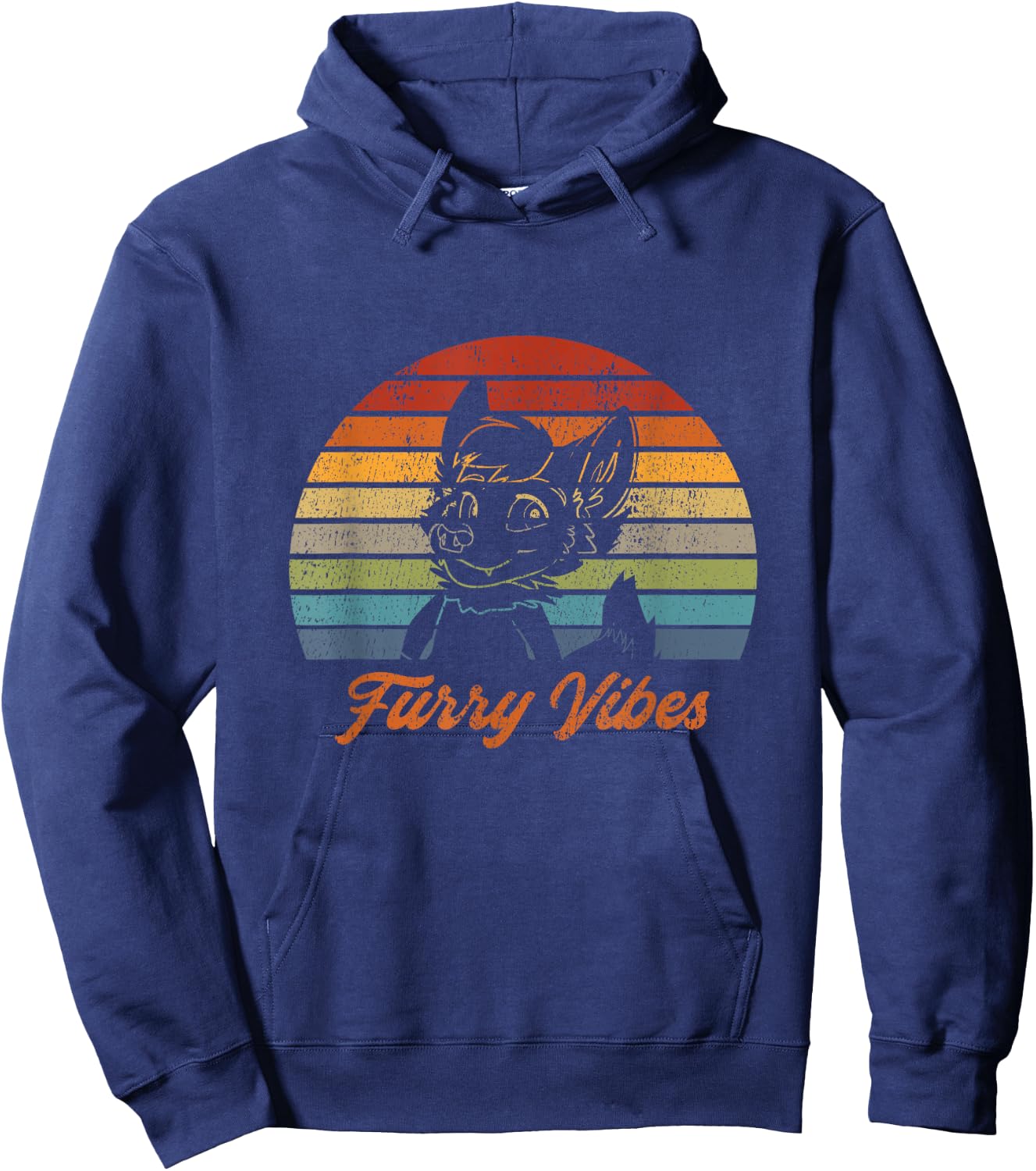 Retro Furry Fandom Furry Vibes - Cute OwO Fursuit Hoodie - Hoodie | Navy