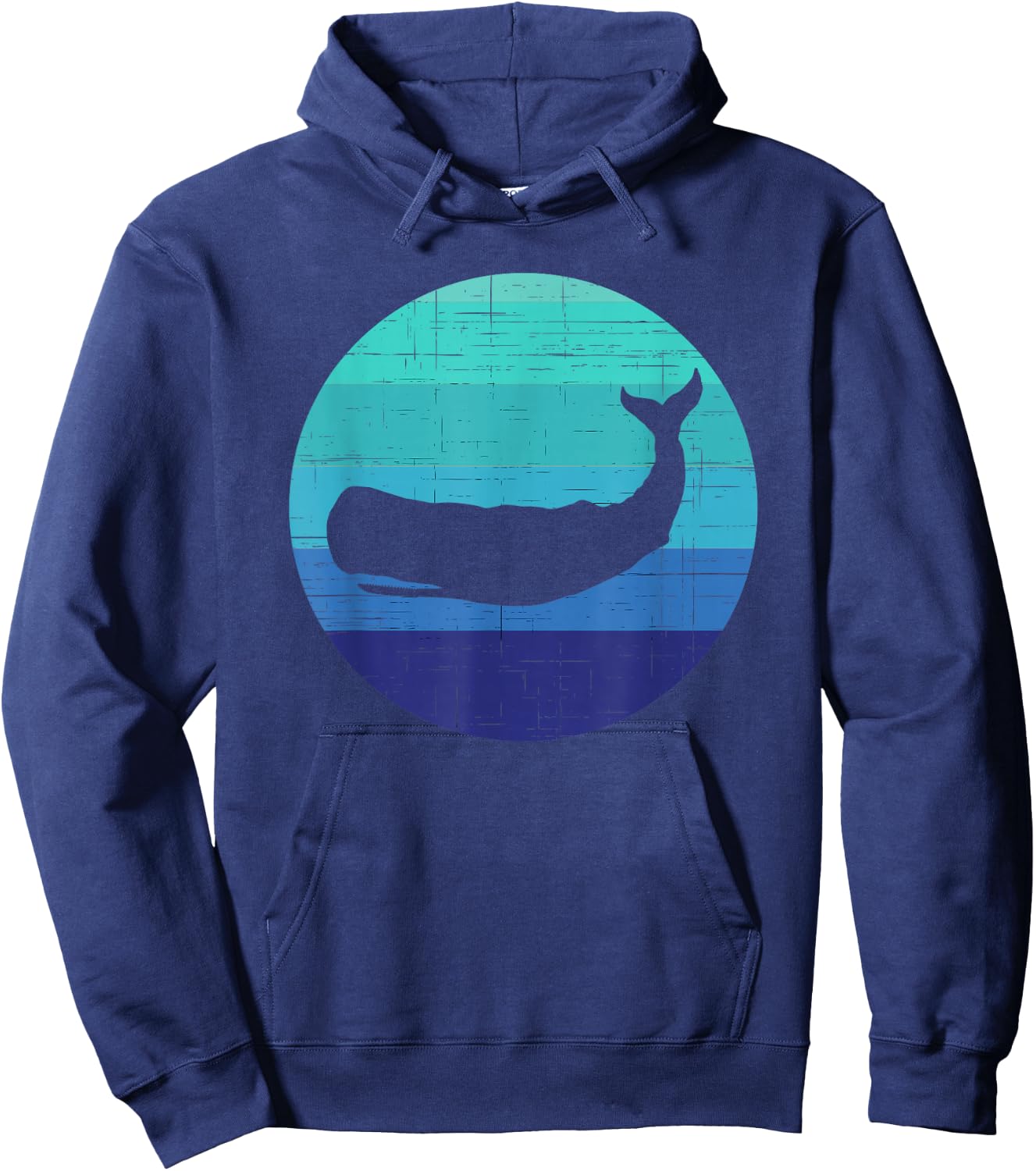 Retro Sunset Sperm Whale Silhouette Hoodie - Hoodie | Navy