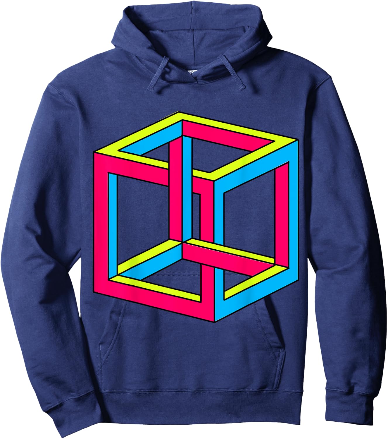 Sheldon Impossible Cube Optical Illusion Art Gift Hoodie - Hoodie | Navy