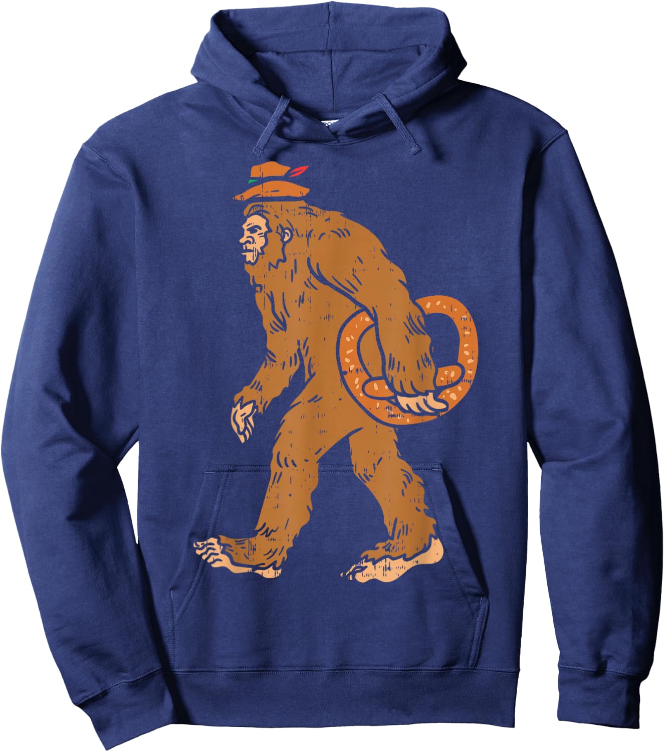 German Bigfoot Sasquatch Pretzel Funny Oktoberfest Men Kids Hoodie - Hoodie | Navy
