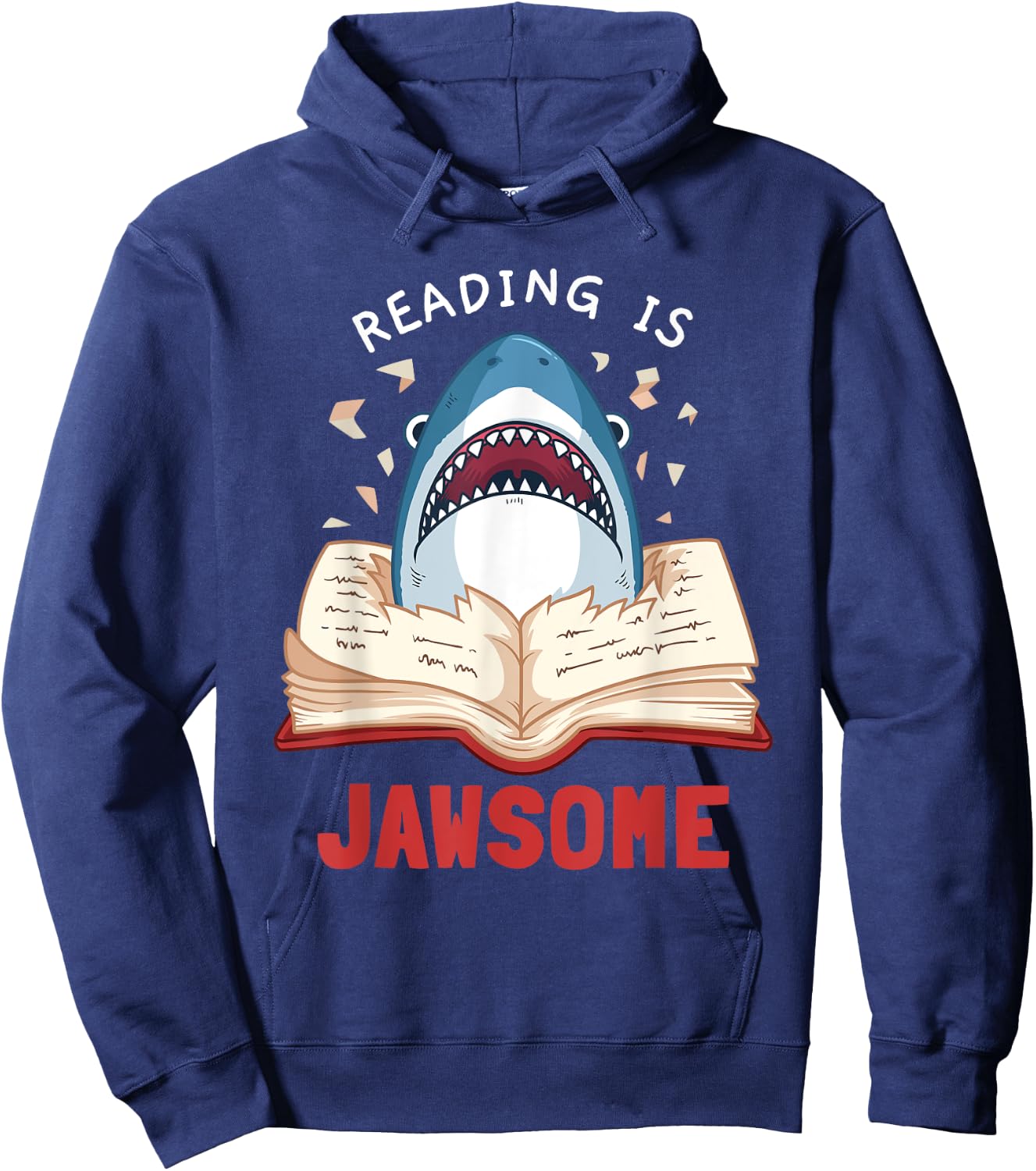 Reading Is Jawsome Bookworm Shark Book Lover Gift Kids Hoodie - Hoodie | Navy