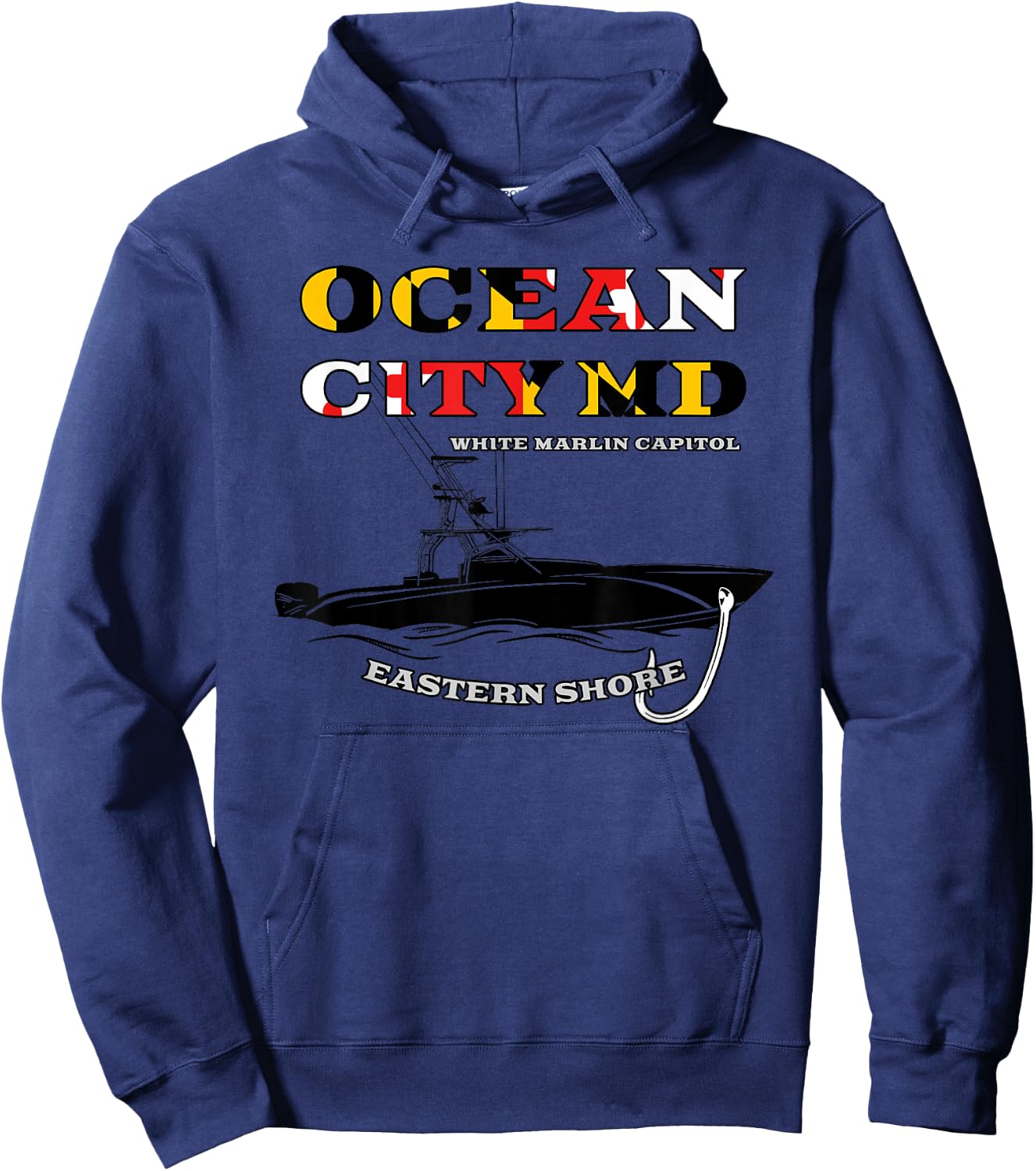 Ocean City Maryland White Marlin Fishing Capital Hoodie - Hoodie | Navy