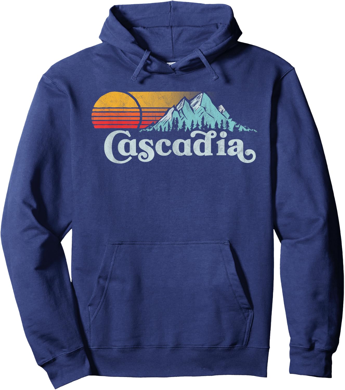 Mountain Life Outdoor Junkie Vintage Cascadia Retro Distressed Vibe Mountains Hoodie - Hoodie | Navy