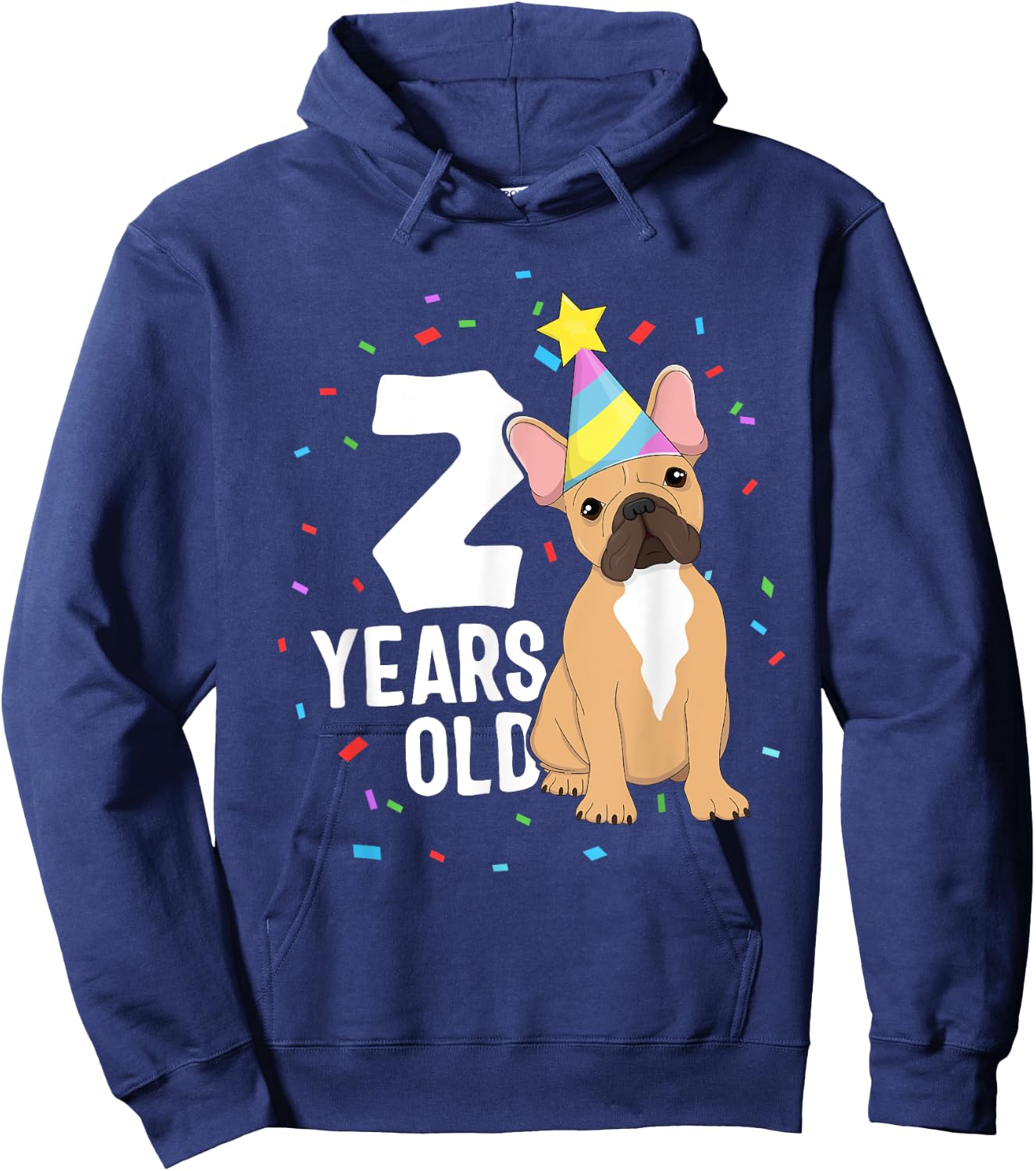 2 Years Old Birthday Outfit French Bulldog Dog Party 2nd Men Women Kids Hoodie - Hoodie | Navy
