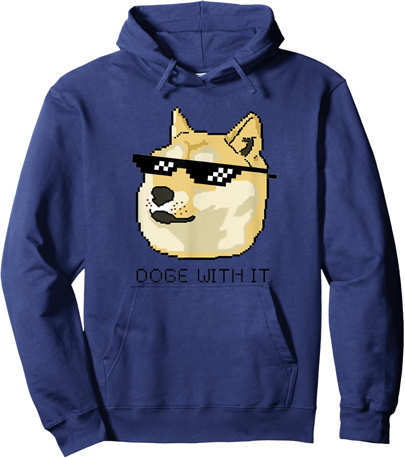 Shiba Inu Meme Doge Deal With It Pixel Glasses Hoodie - Hoodie | Navy