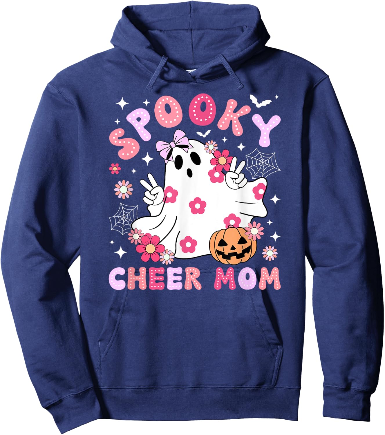 Spooky Cheer Mom Halloween Cheerleader Mama Cheerleading Mom Hoodie - Hoodie | Navy