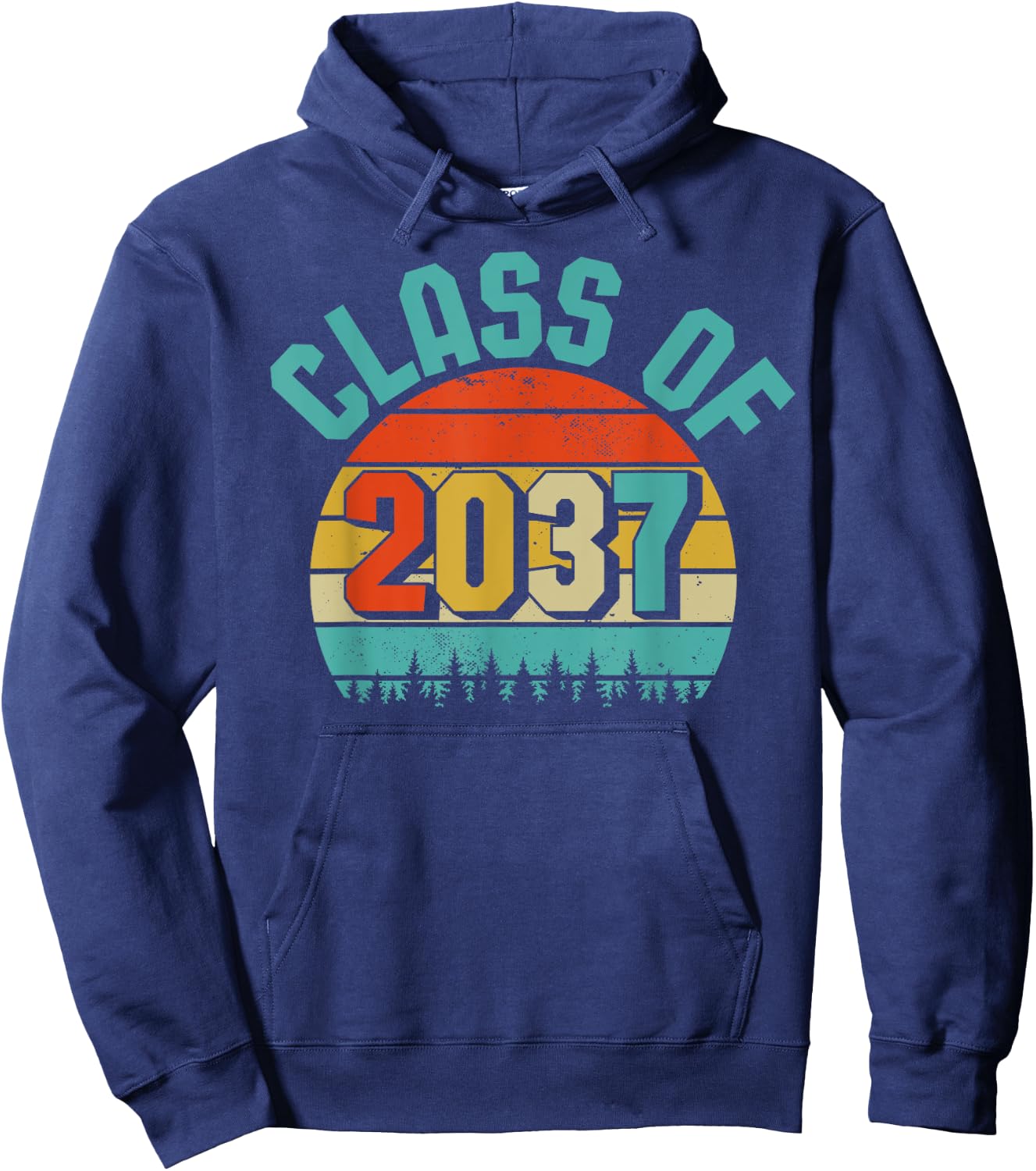 Class of 2037 Grow With Me Kindergarten to Graduation Retro Hoodie - Hoodie | Navy