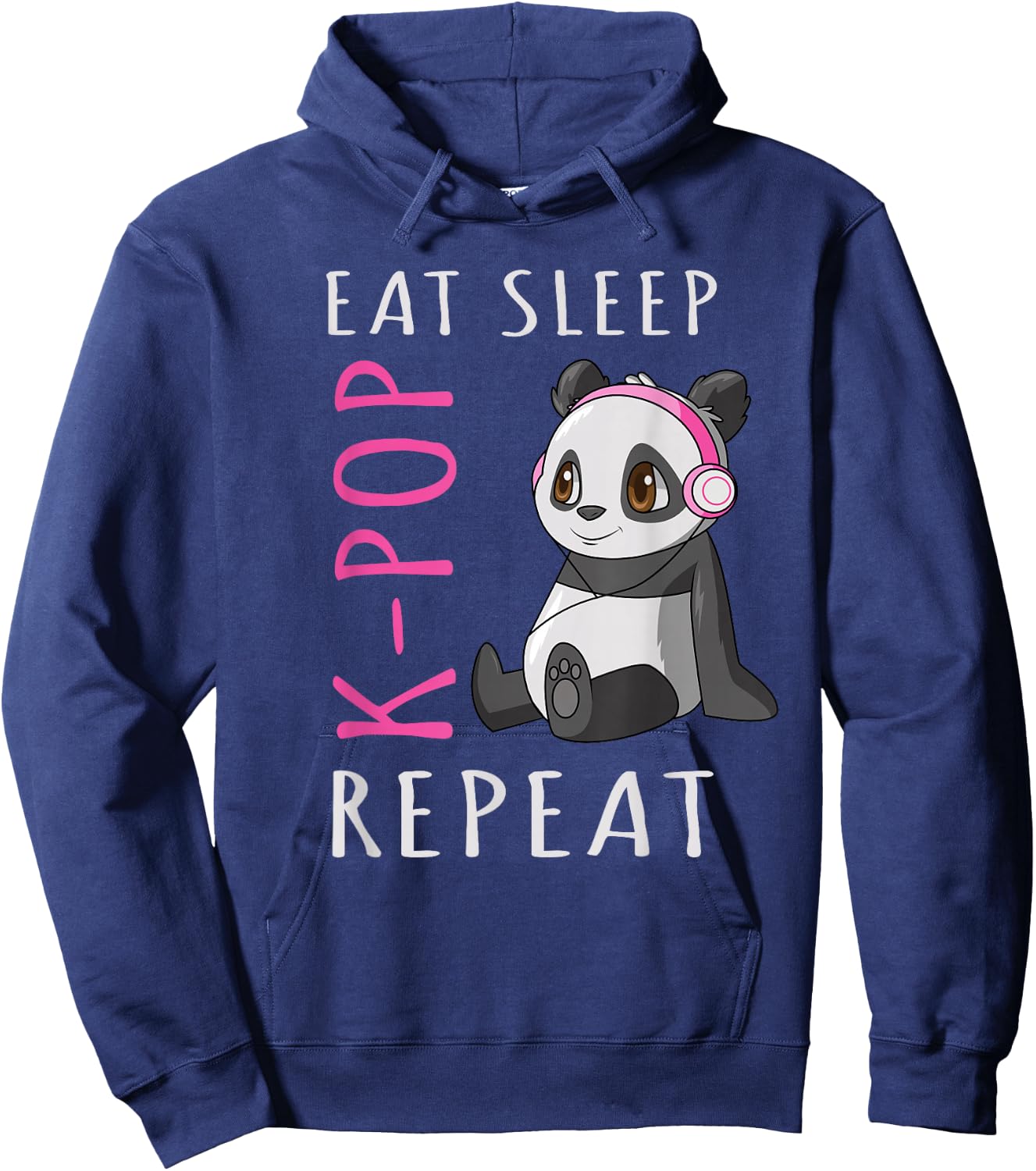 Eat Sleep K-Pop Repeat Kawaii Panda Hoodie - Hoodie | Navy