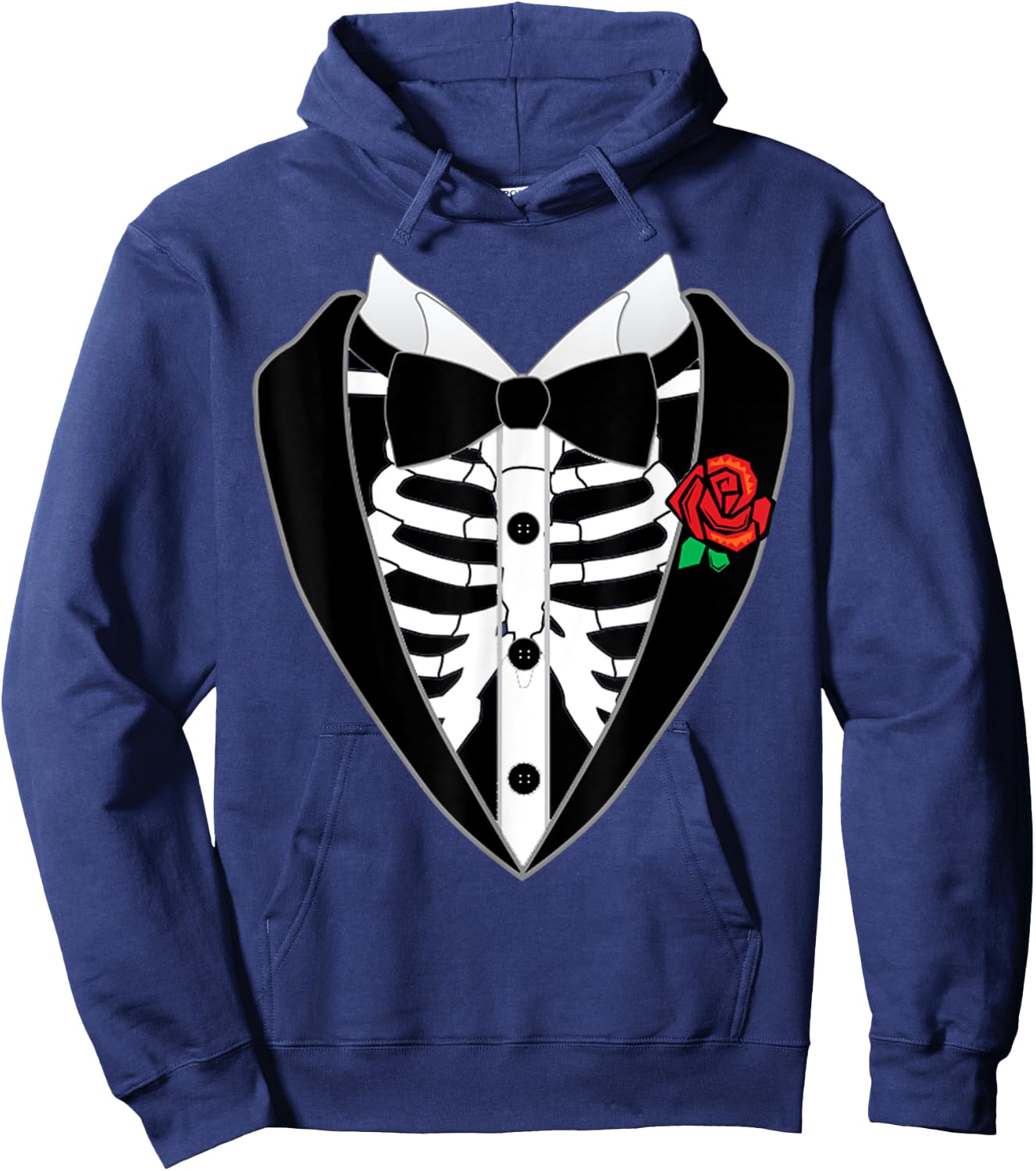 Halloween Costume Tuxedo Skeleton Bow Tie Tux Funny Hoodie - Hoodie | Navy
