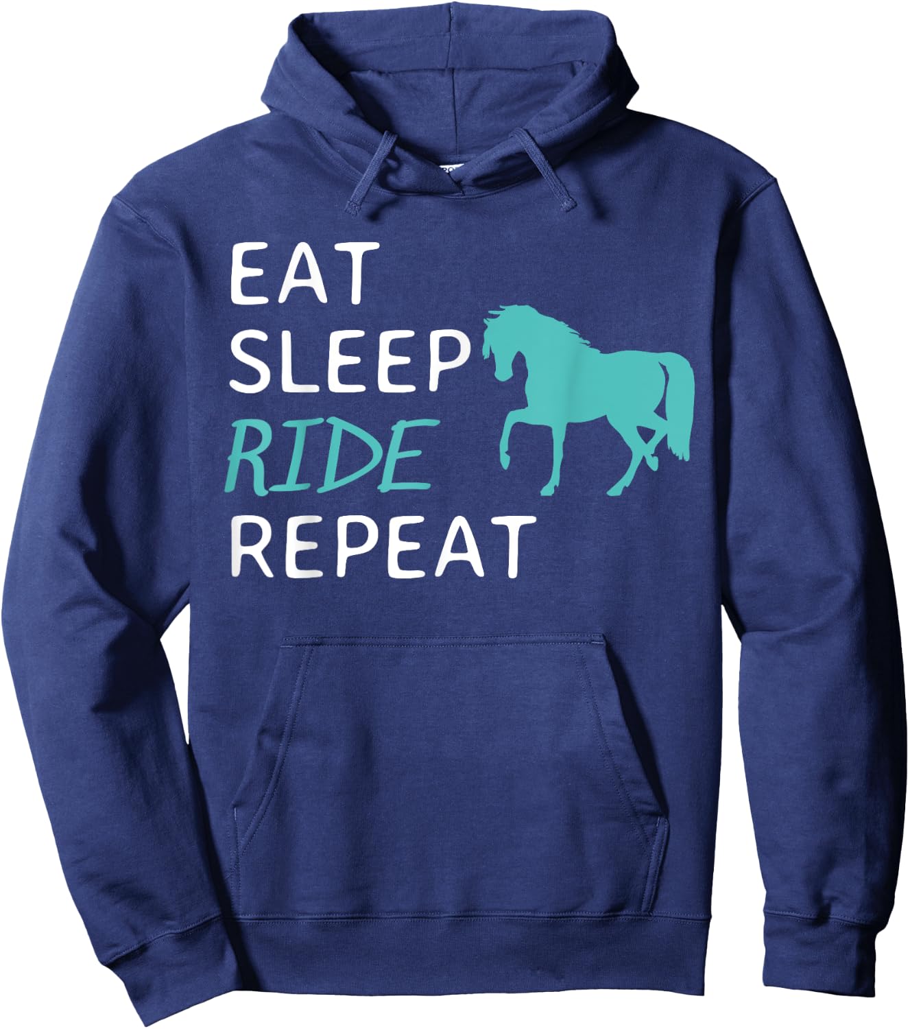 Eat Sleep Ride Horses Repeat Horseback Riding Hoodie - Hoodie | Navy