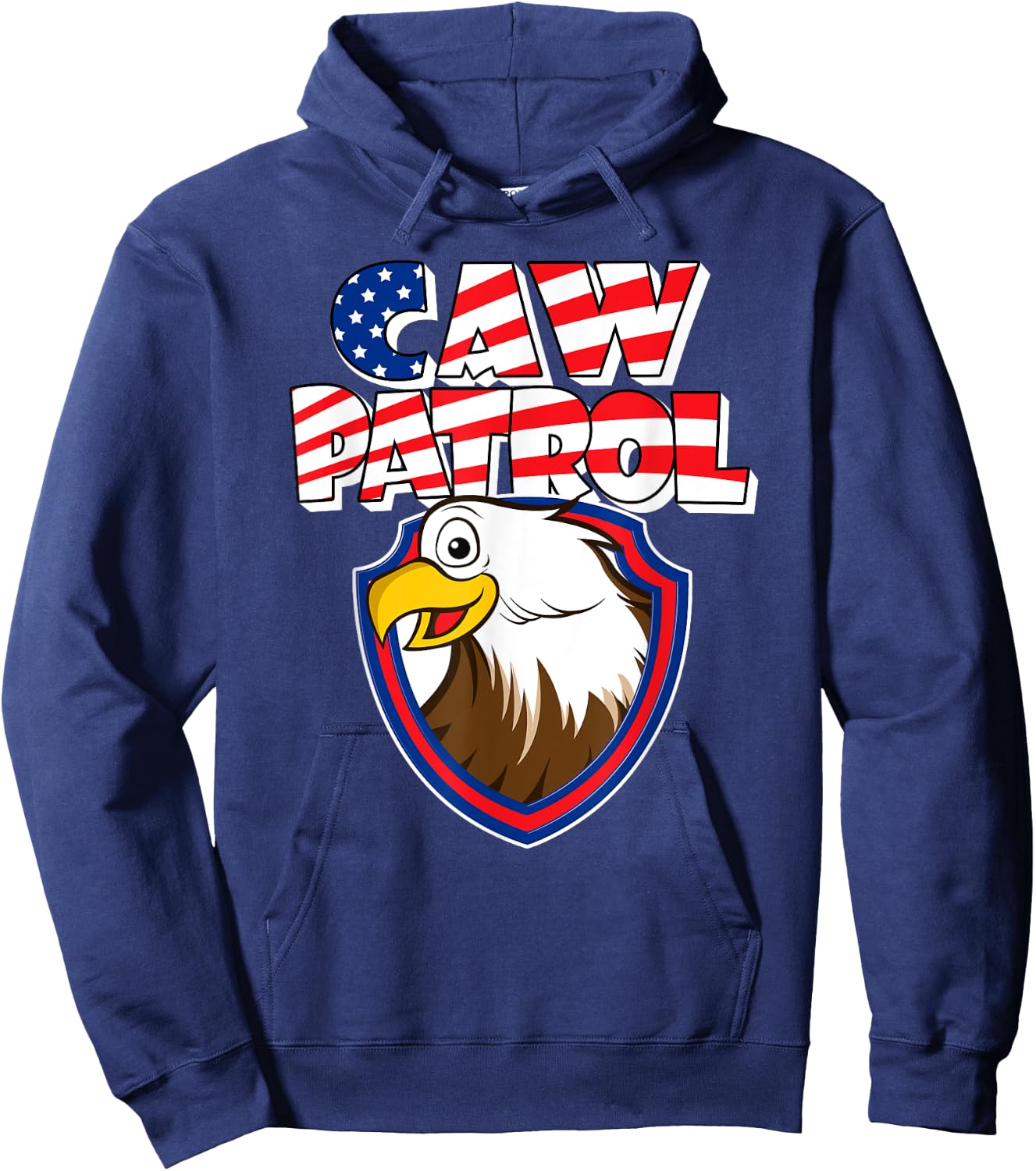Caw Patrol Bald Eagle American Red White Blue Flag Hoodie - Hoodie | Navy