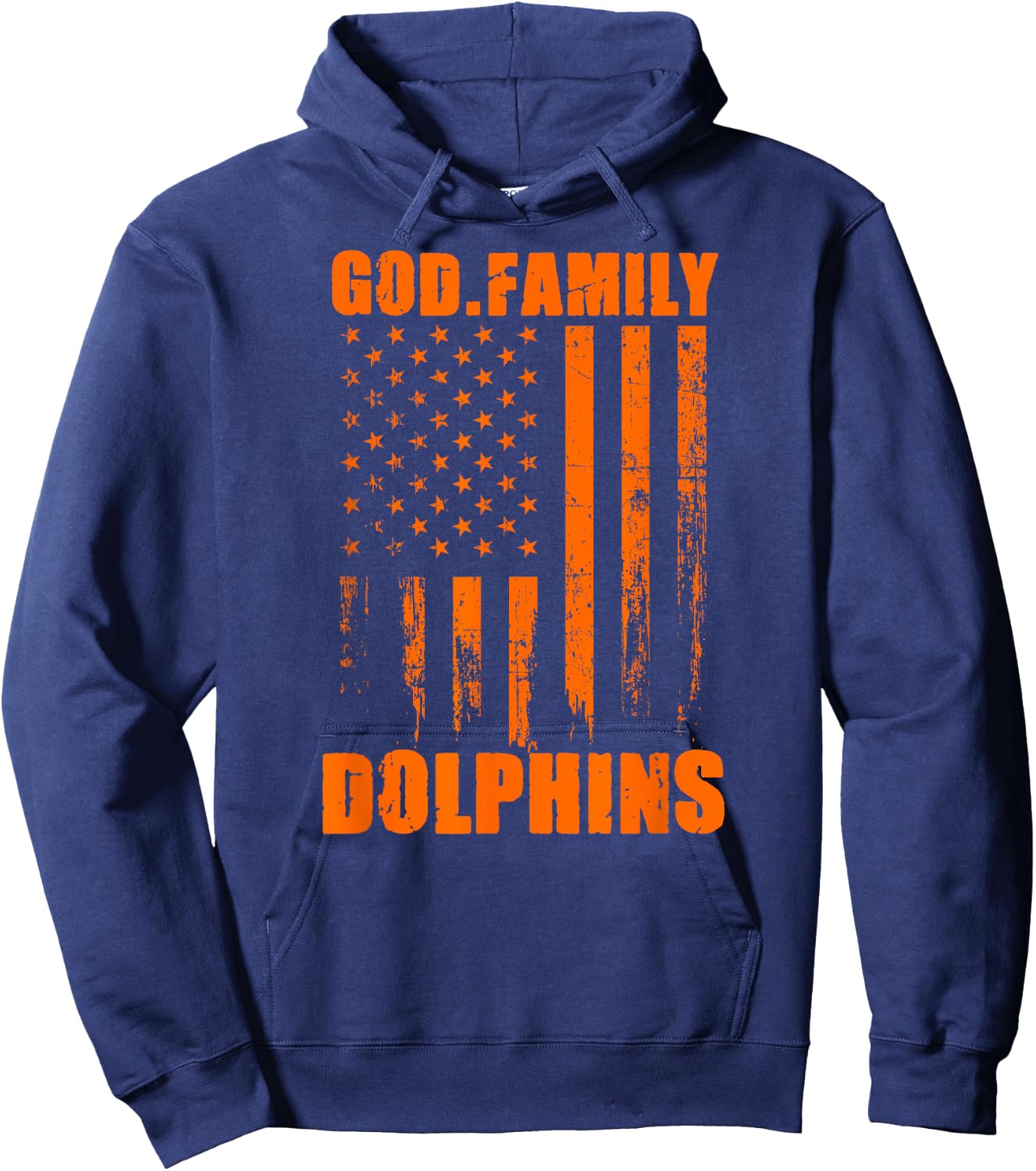 Mosley Dolphins God. Family. Vintage USA Flag Hoodie - Hoodie | Navy