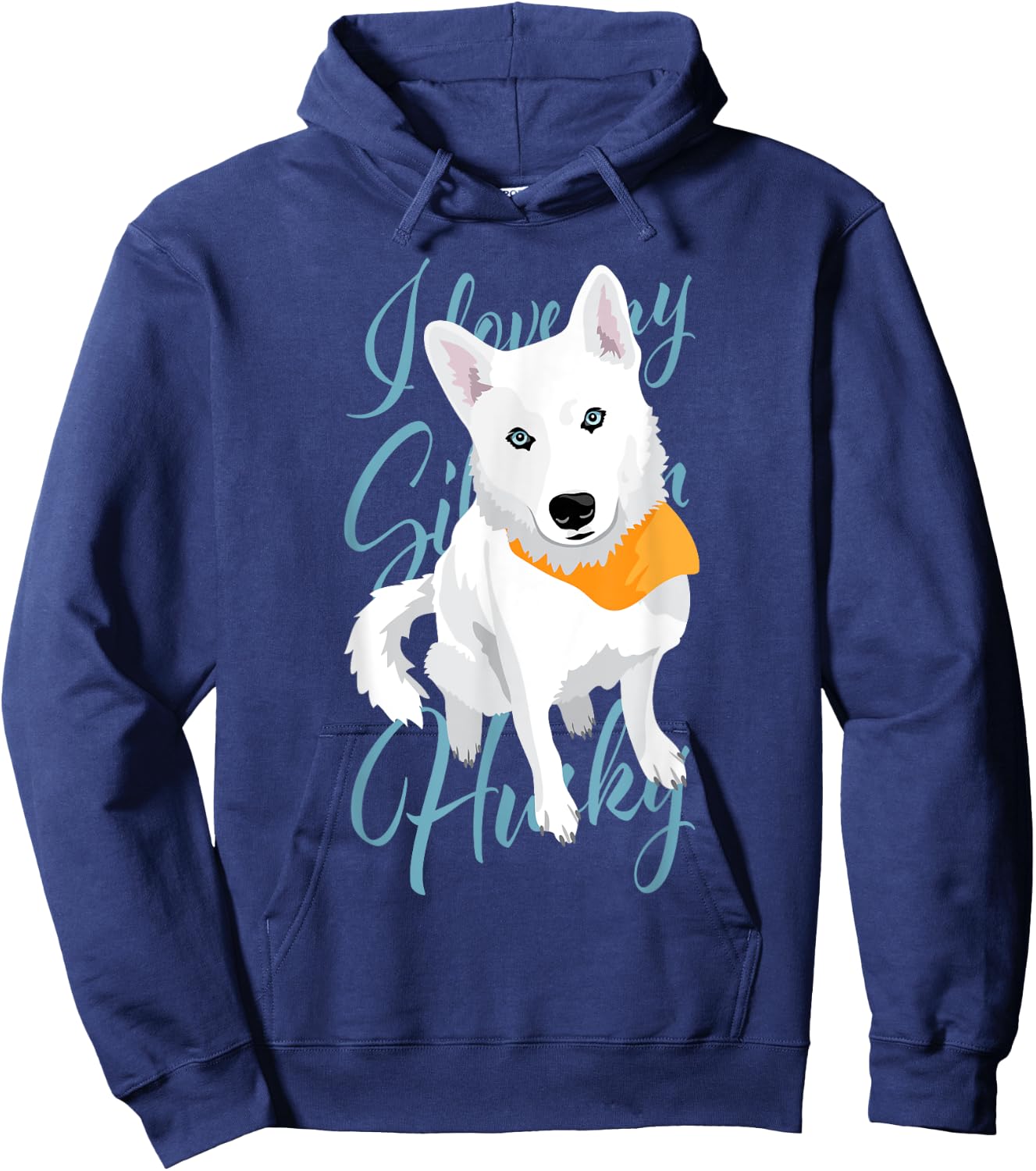Claras White Husky Adults Siberian Husky Dog , Black, Short Sleeve, Small Hoodie - Hoodie | Navy