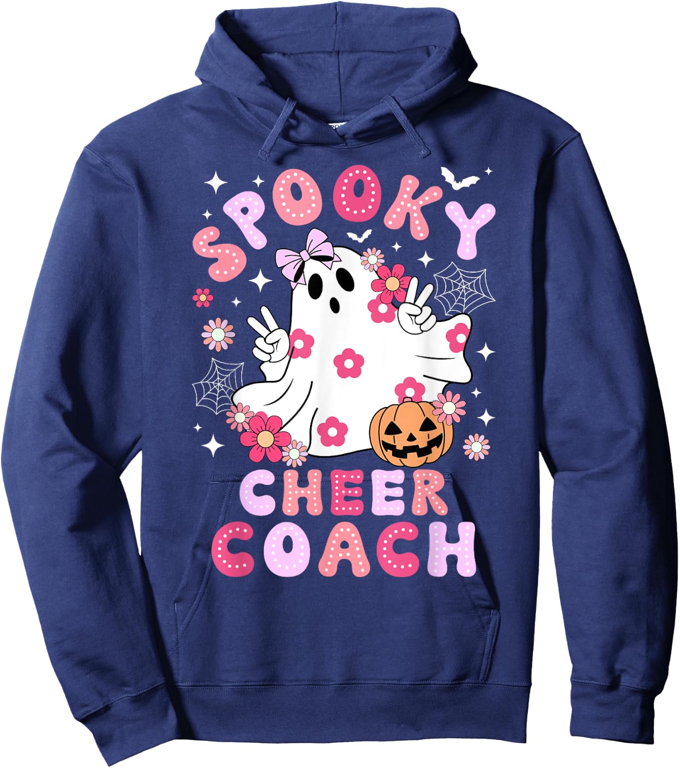 Spooky Cheer Coach Halloween Cheerleading Coach Groovy Hoodie - Hoodie | Navy