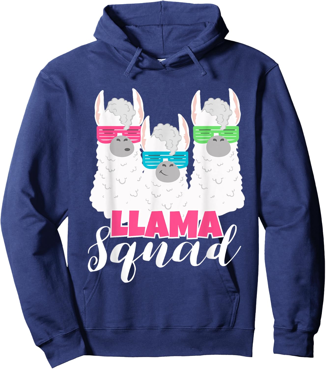Cute Llama Squad Shirt Retro 80s Style Gift Hoodie - Hoodie | Navy