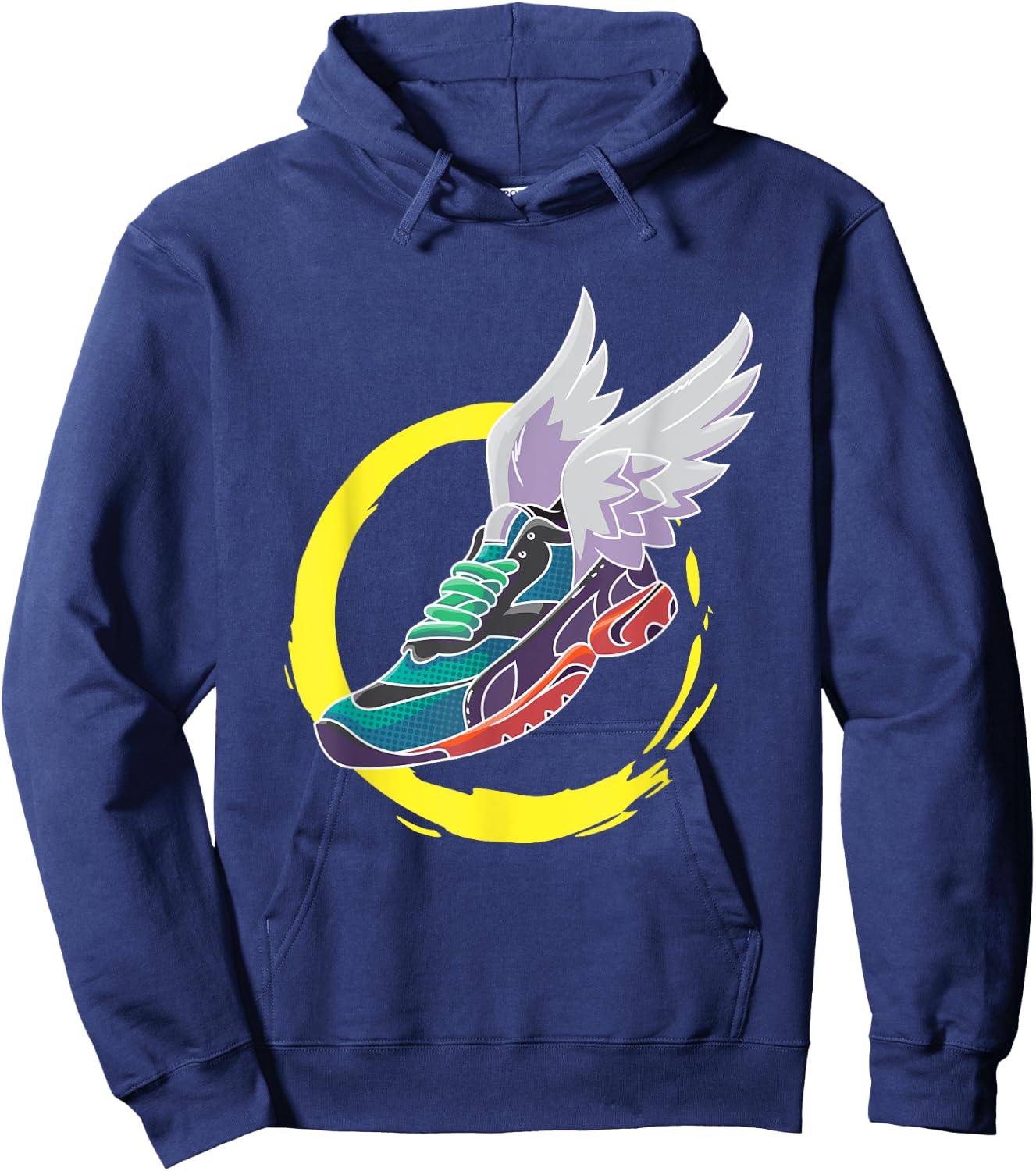 Winged Sneaker Running Shoe Track and Field Hoodie - Hoodie | Navy