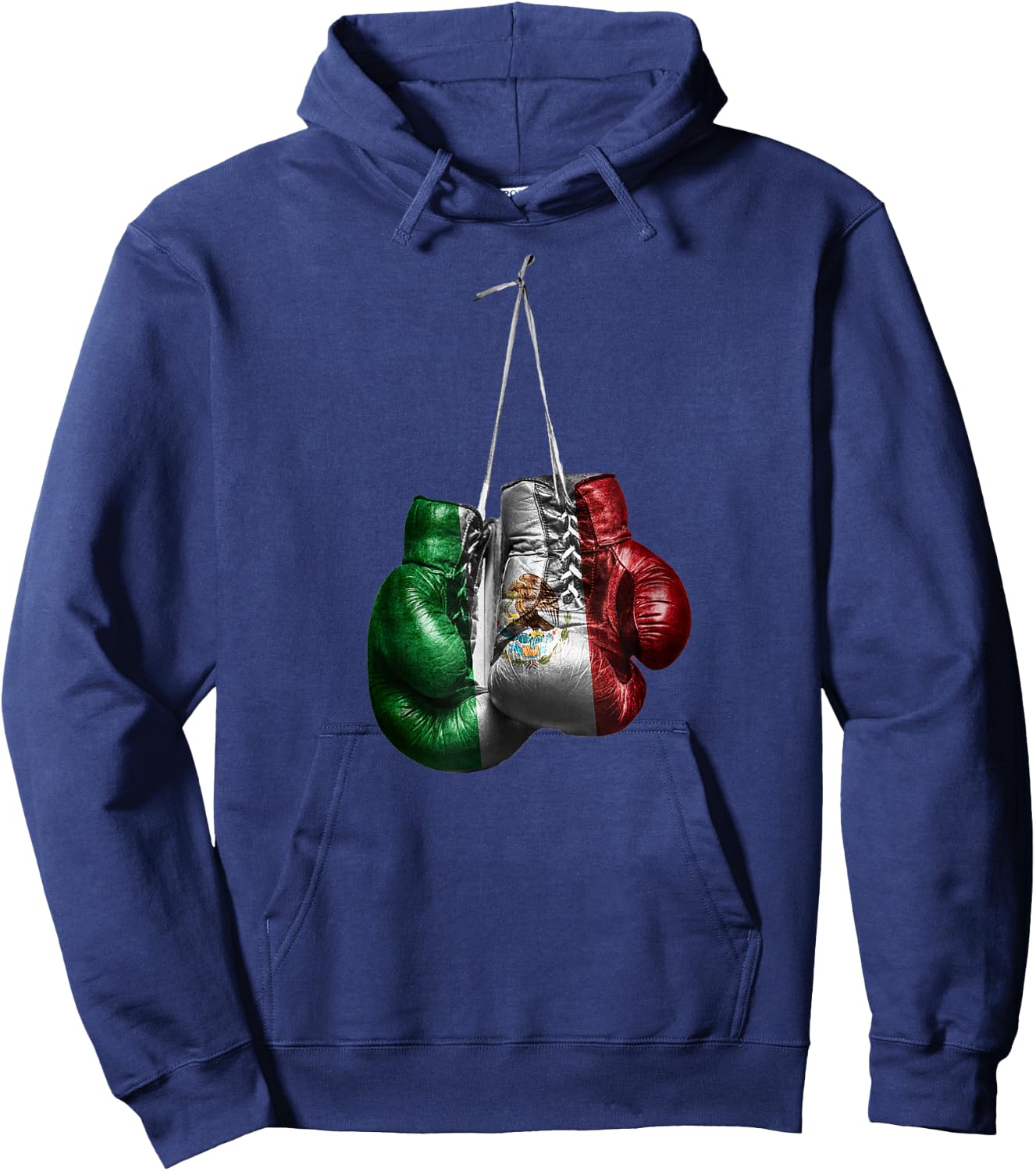 Boxing Gloves - Mexico Vintage Flag , Black, Small, Short Sleeve, Classic Fit, Cotton, Polyester Hoodie - Hoodie | Navy