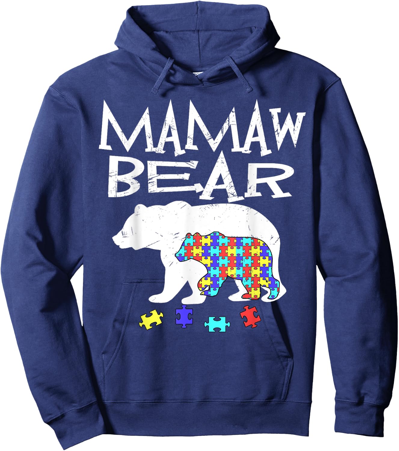 Mamaw Bear Autism Awareness Autism Mama Mom Mommy Te Hoodie - Hoodie | Navy