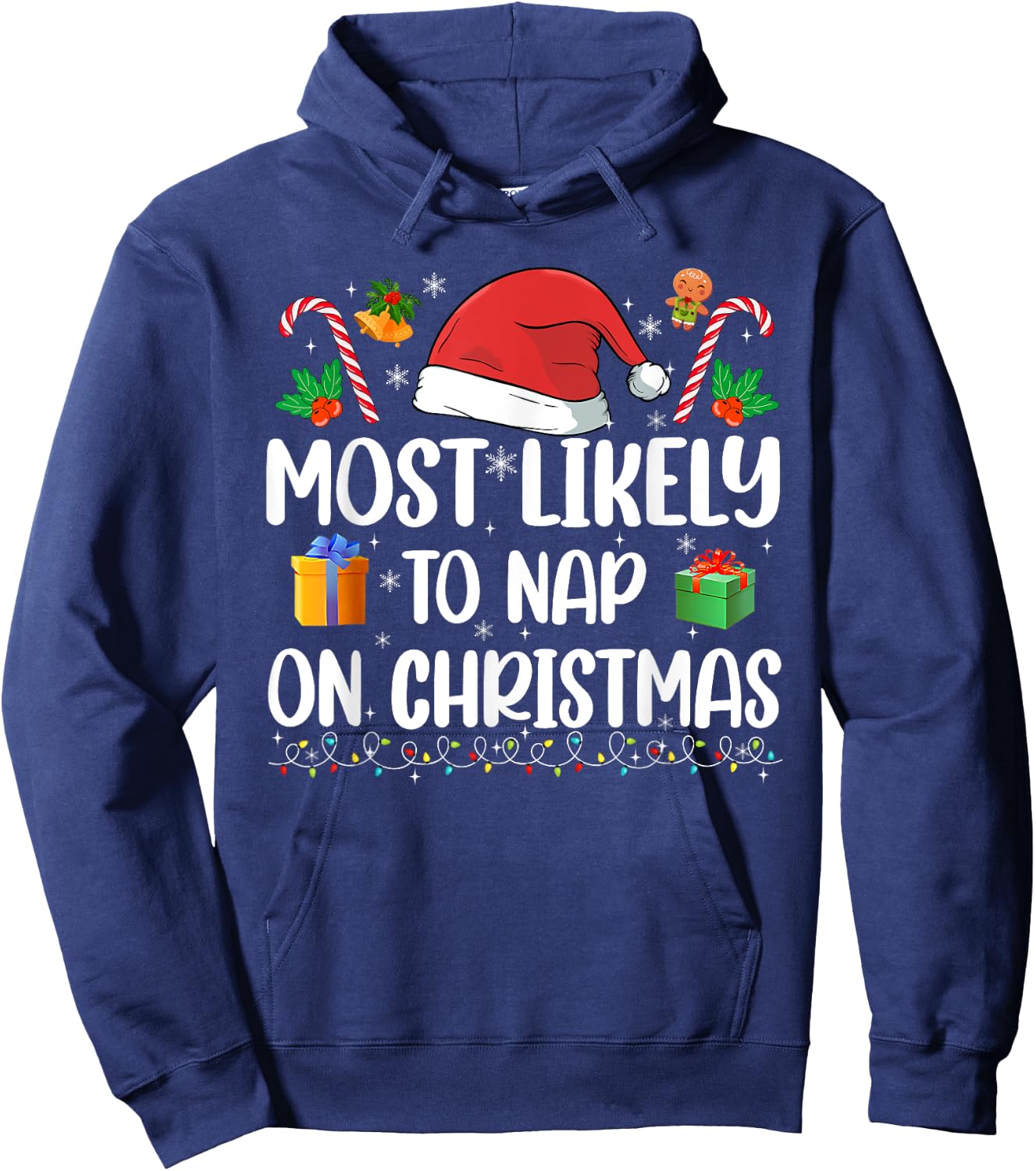 Xmas Likely Nap On Christmas Funny Family Christmas Pajamas Hoodie - Hoodie | Navy